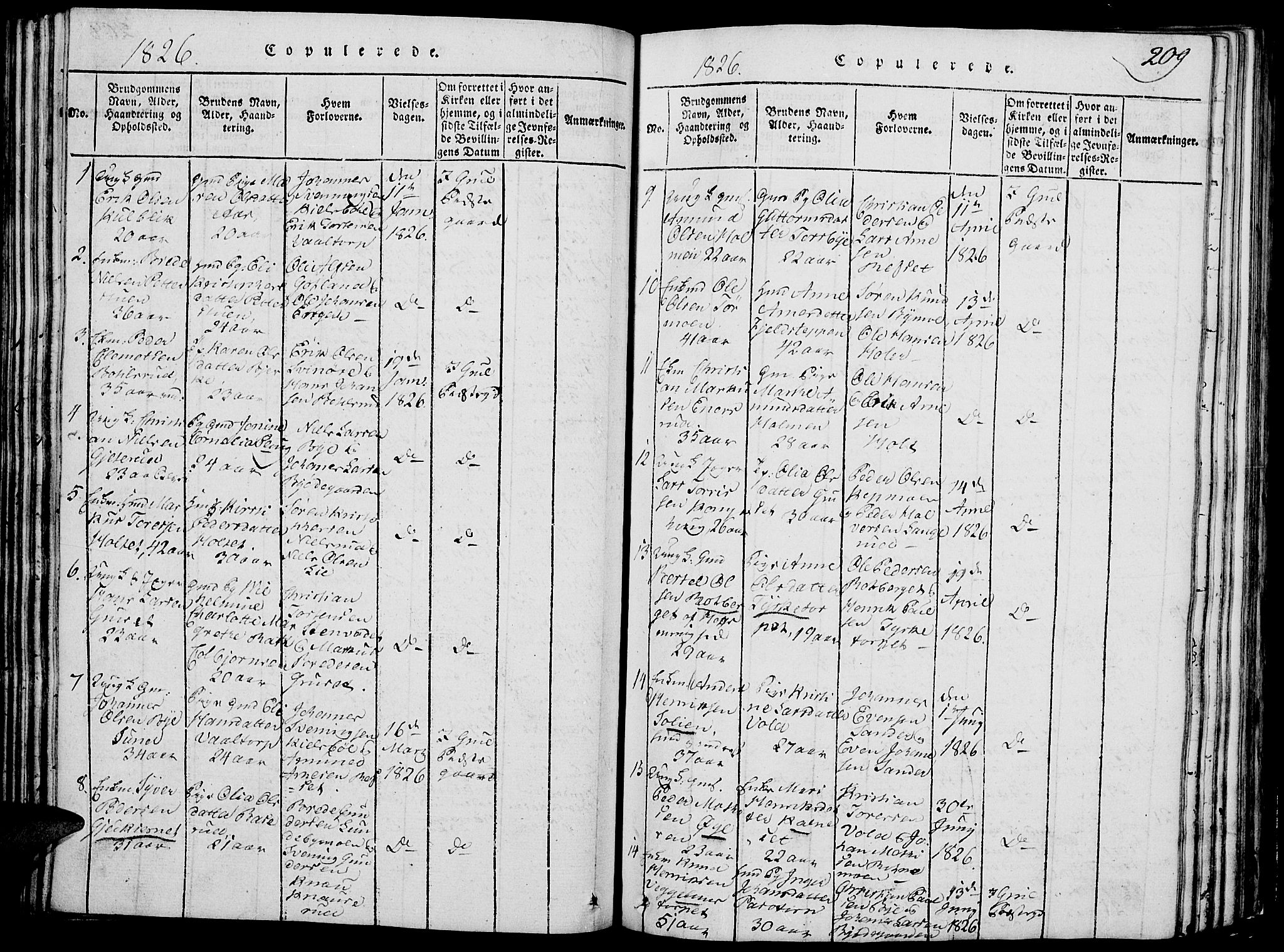 Grue prestekontor, SAH/PREST-036/H/Ha/Hab/L0002: Parish register (copy) no. 2, 1815-1841, p. 209