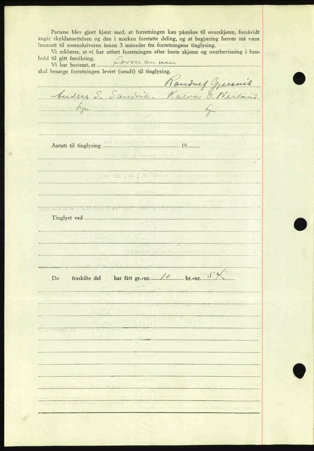 Romsdal sorenskriveri, AV/SAT-A-4149/1/2/2C: Mortgage book no. A10, 1941-1941, Diary no: : 961/1941