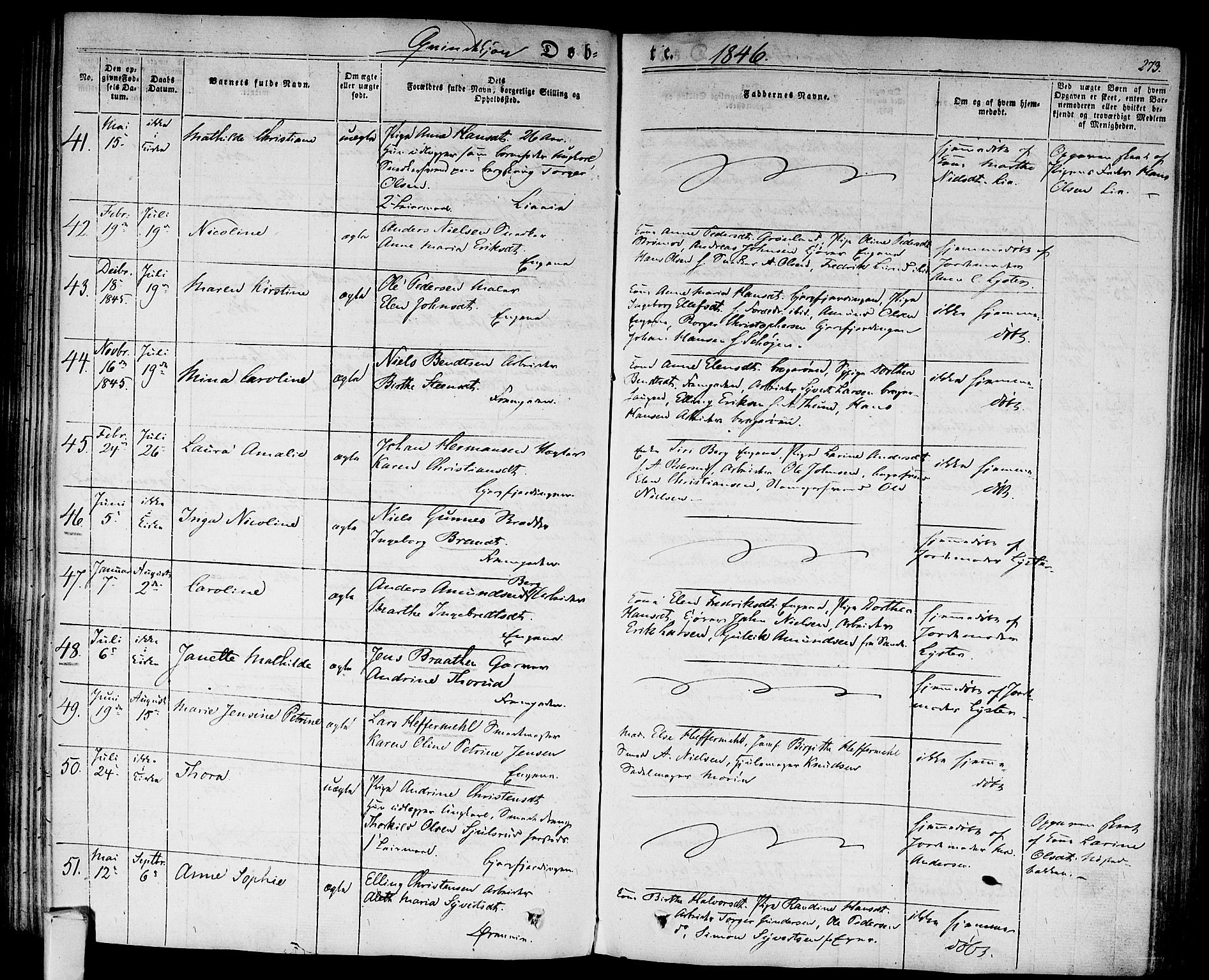 Bragernes kirkebøker, AV/SAKO-A-6/F/Fb/L0001: Parish register (official) no. II 1, 1830-1847, p. 273