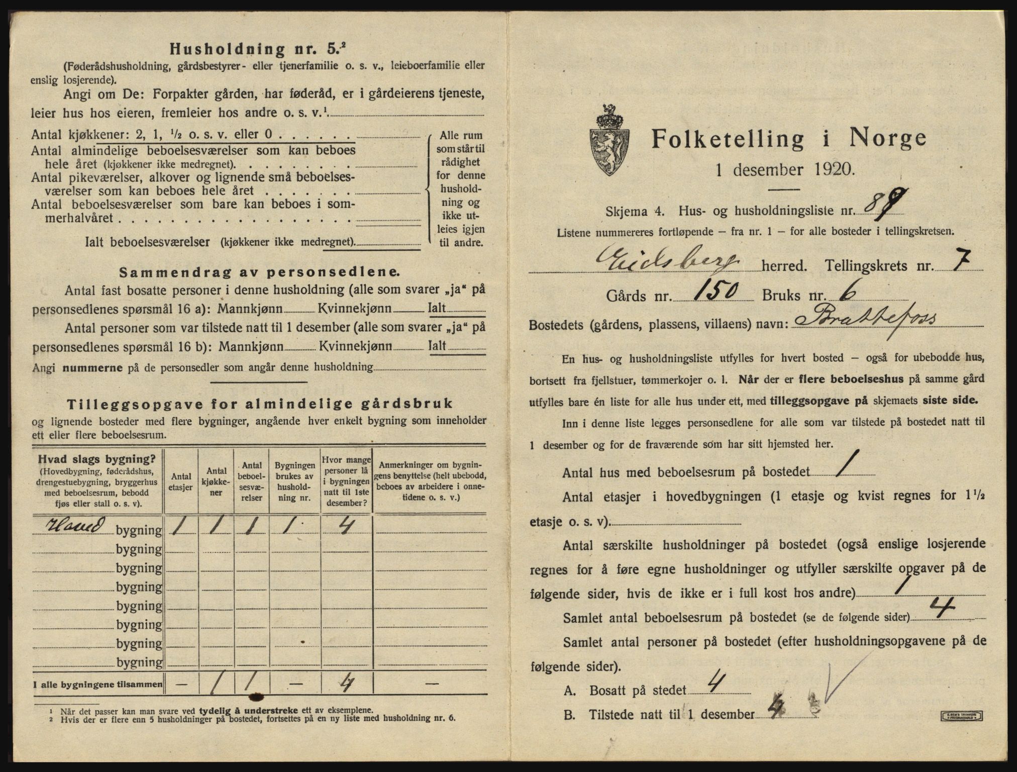 SAO, 1920 census for Eidsberg, 1920, p. 1359