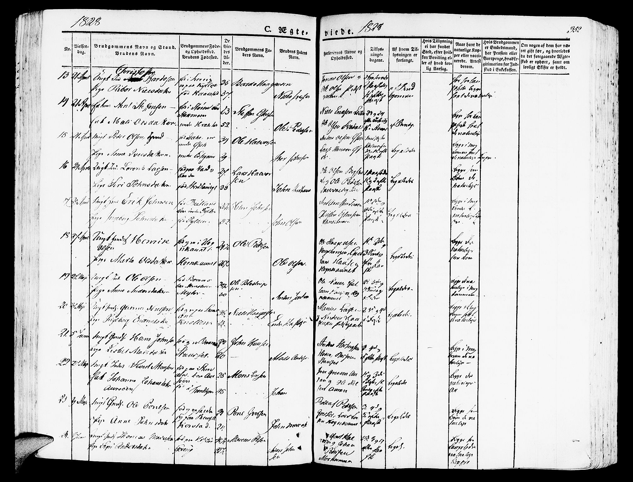 Ministerialprotokoller, klokkerbøker og fødselsregistre - Nord-Trøndelag, SAT/A-1458/709/L0070: Parish register (official) no. 709A10, 1820-1832, p. 352