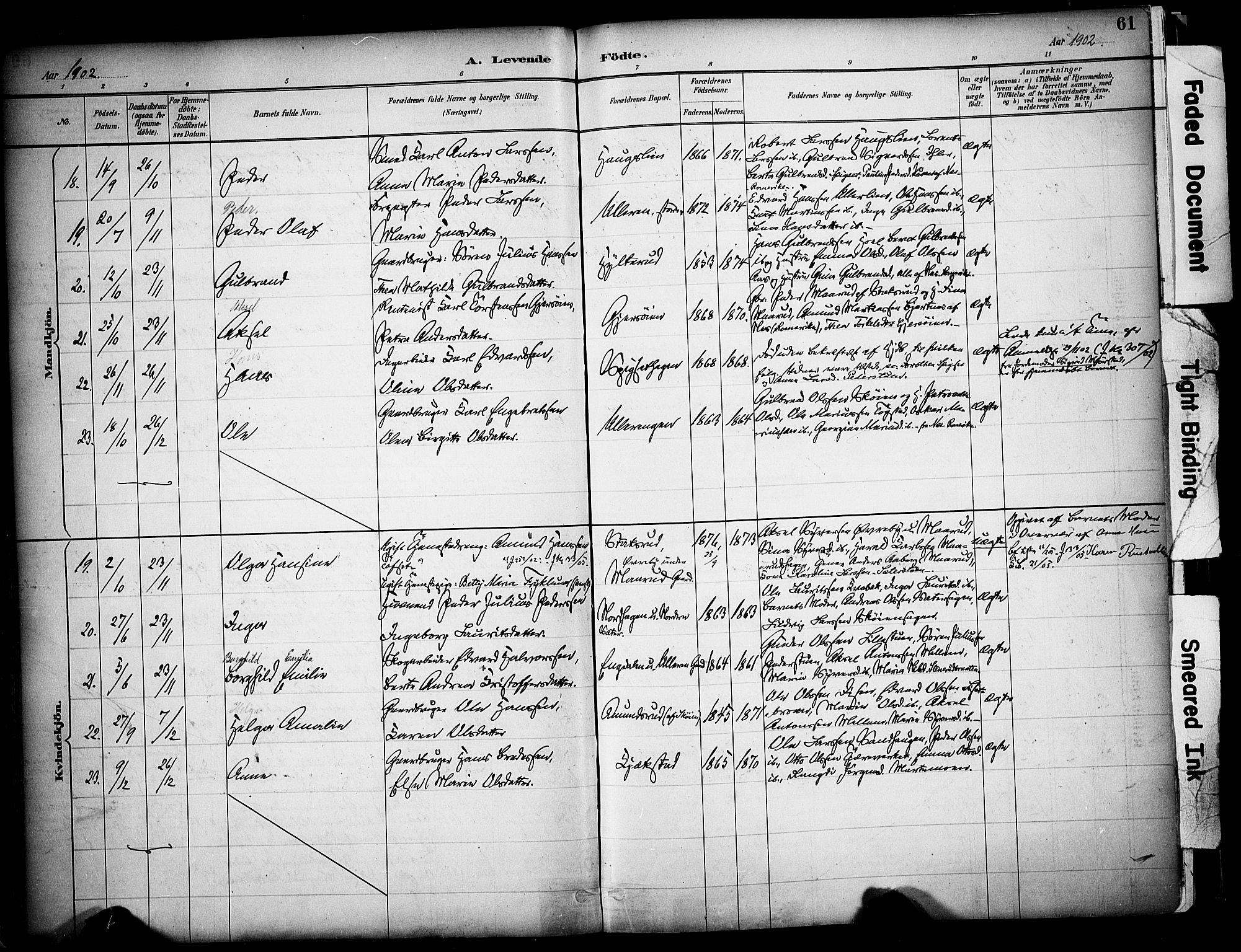 Sør-Odal prestekontor, SAH/PREST-030/H/Ha/Haa/L0008: Parish register (official) no. 8, 1886-1922, p. 61