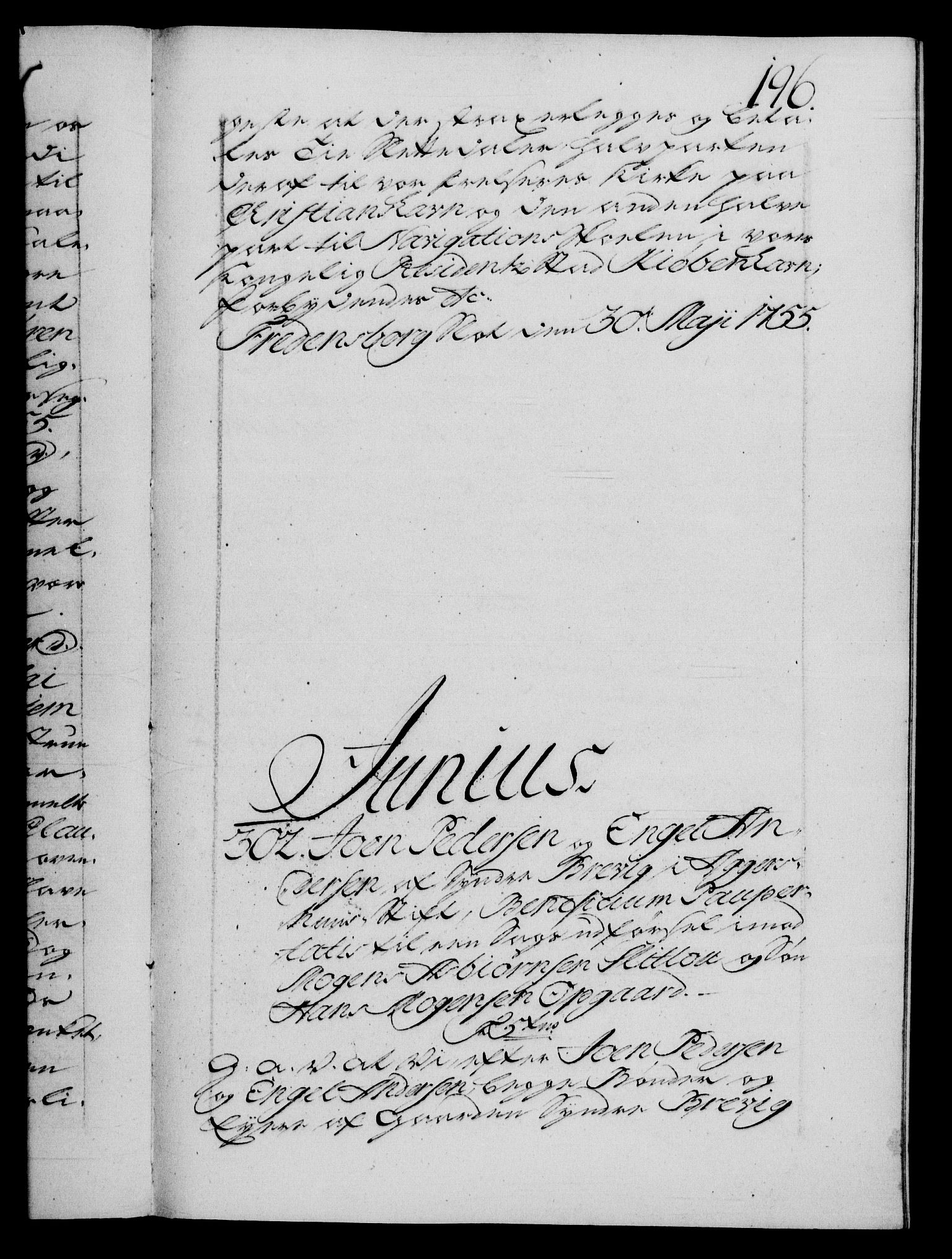 Danske Kanselli 1572-1799, AV/RA-EA-3023/F/Fc/Fca/Fcaa/L0039: Norske registre, 1755-1756, p. 196a