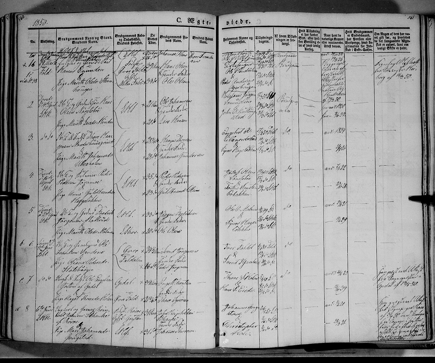 Lesja prestekontor, SAH/PREST-068/H/Ha/Haa/L0006: Parish register (official) no. 6A, 1843-1854, p. 560-561