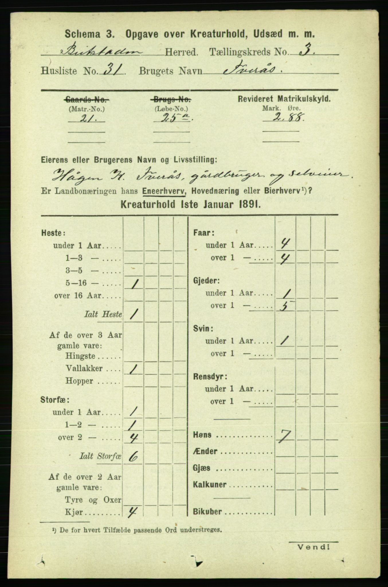 RA, 1891 census for 1727 Beitstad, 1891, p. 5783