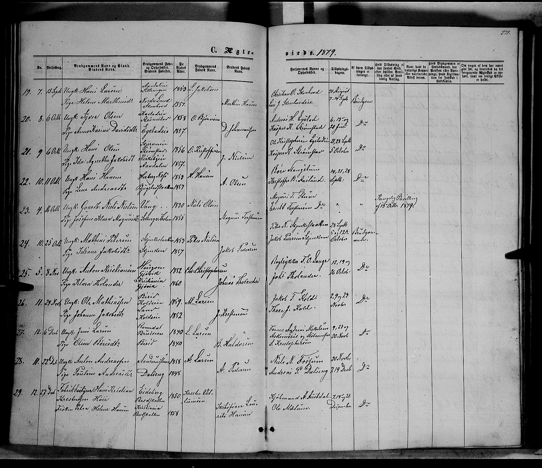 Vardal prestekontor, SAH/PREST-100/H/Ha/Hab/L0006: Parish register (copy) no. 6, 1869-1881, p. 270
