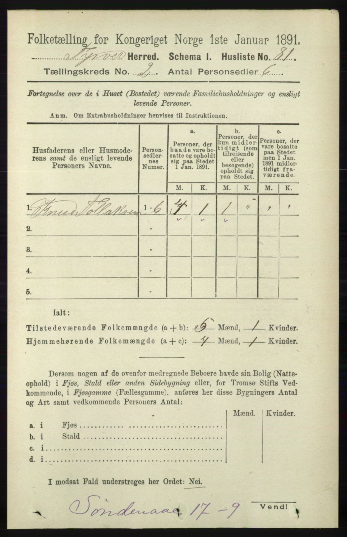 RA, 1891 census for 1146 Tysvær, 1891, p. 682