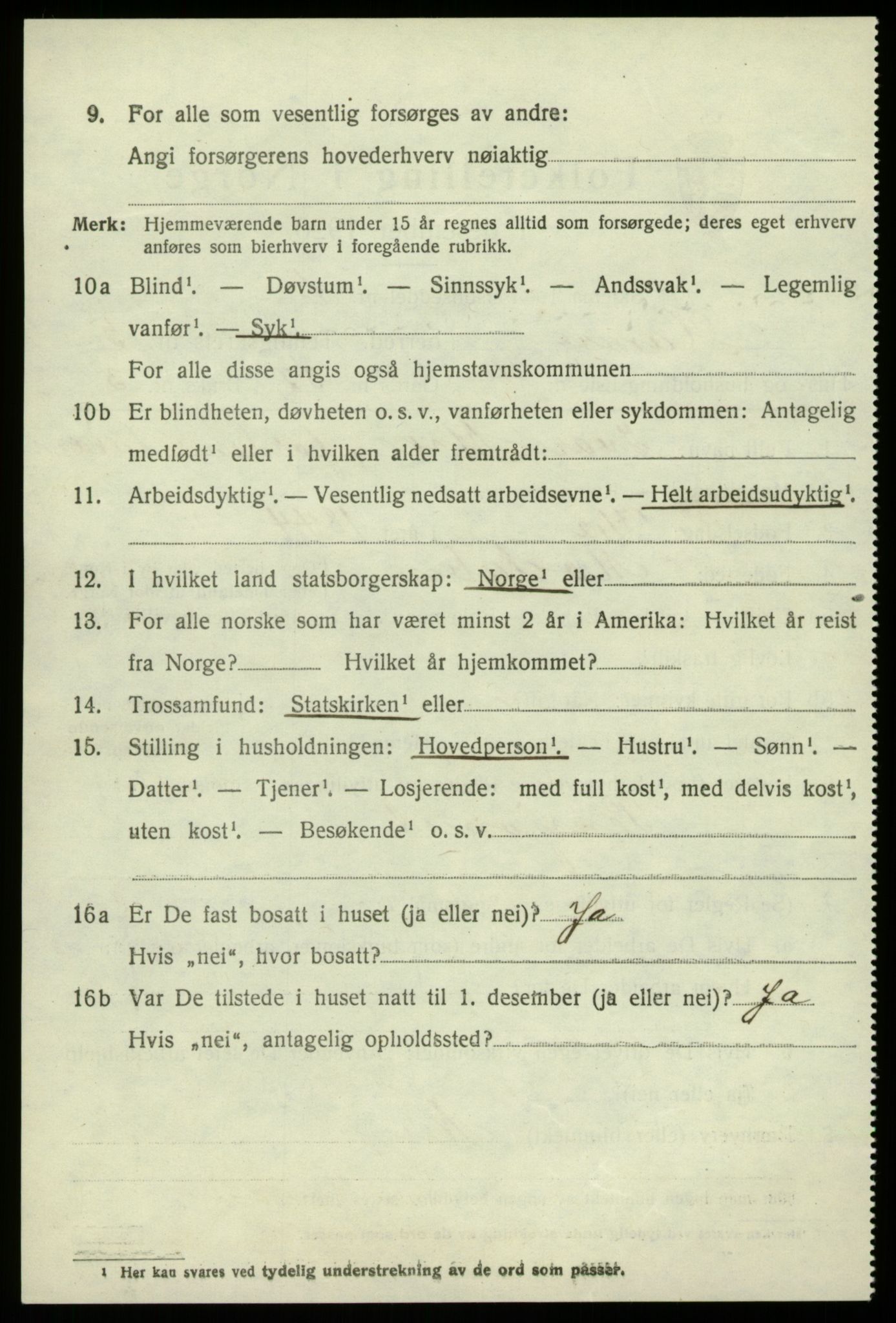 SAB, 1920 census for Hamre, 1920, p. 3432