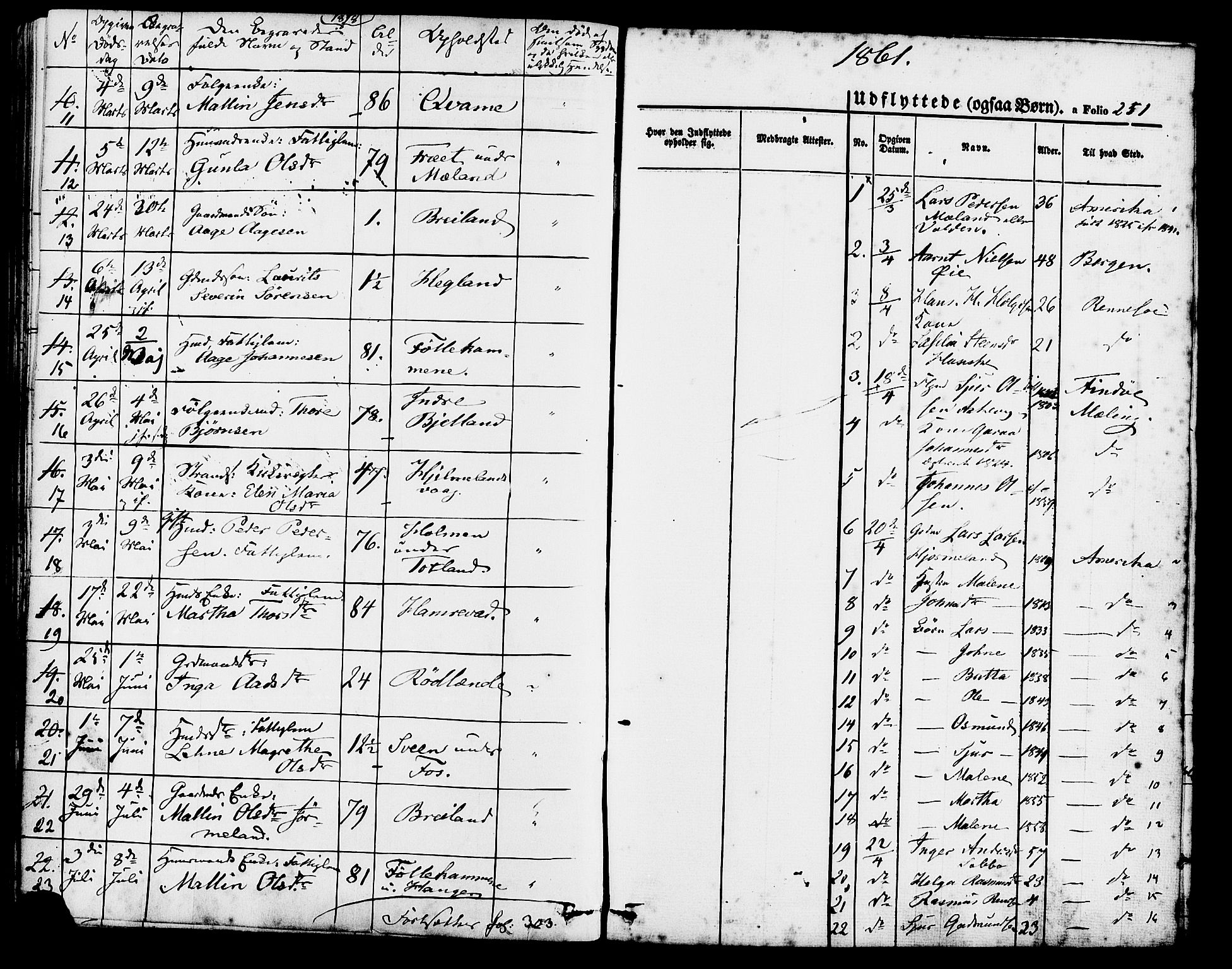 Hjelmeland sokneprestkontor, SAST/A-101843/01/IV/L0011: Parish register (official) no. A 11, 1861-1878, p. 251