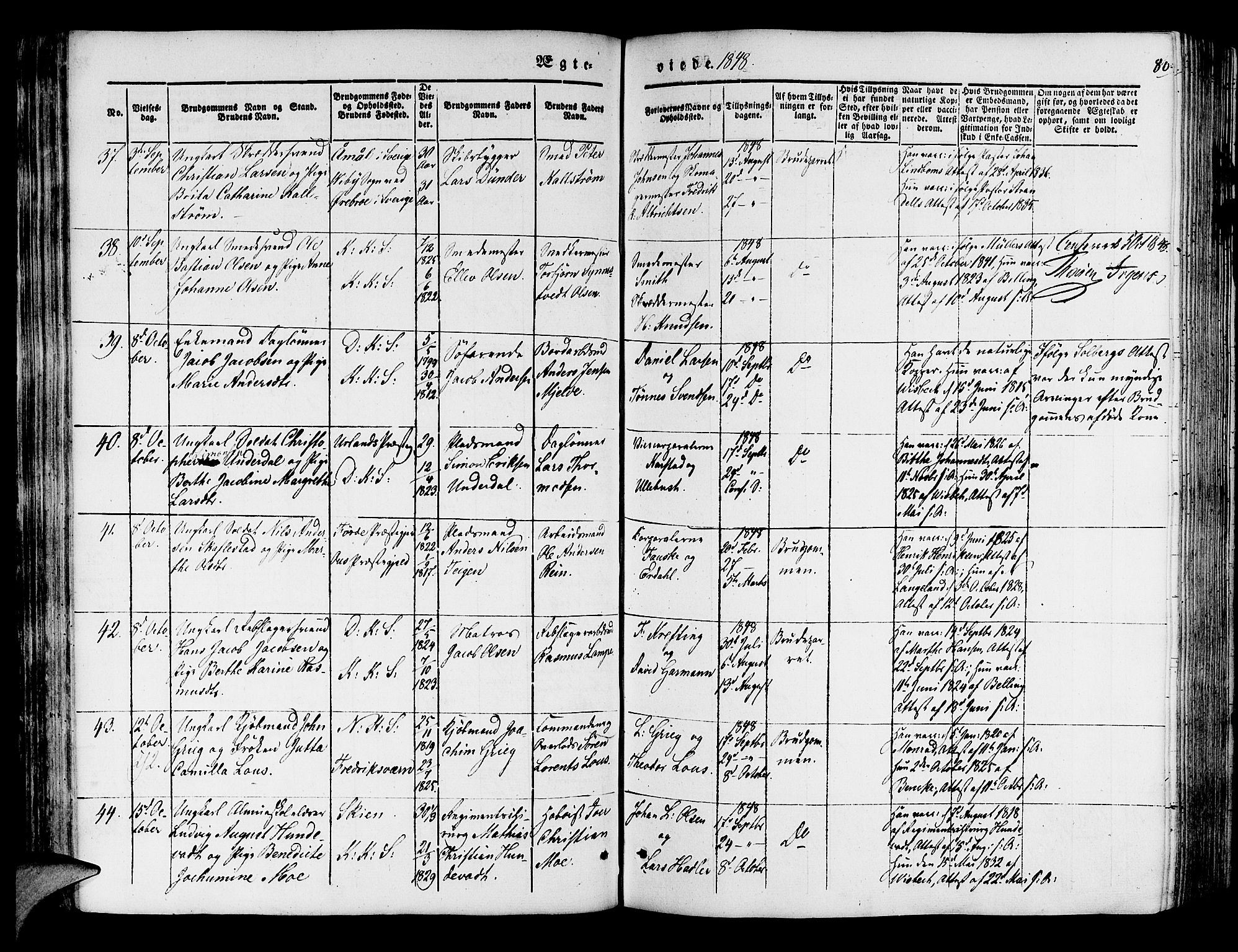 Korskirken sokneprestembete, SAB/A-76101/H/Hab: Parish register (copy) no. D 1, 1840-1867, p. 80