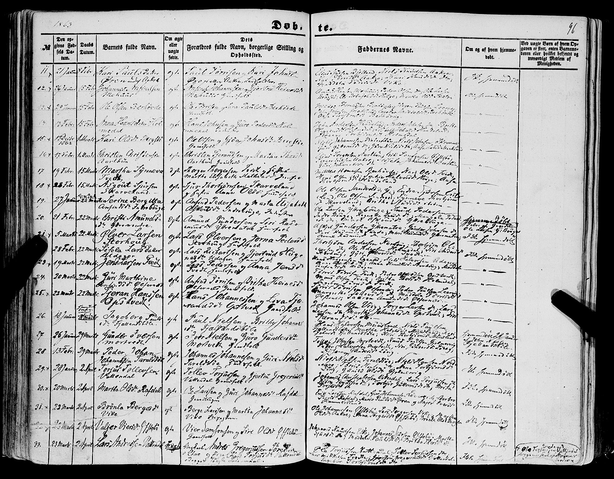 Skånevik sokneprestembete, SAB/A-77801/H/Haa: Parish register (official) no. A 5I, 1848-1869, p. 96