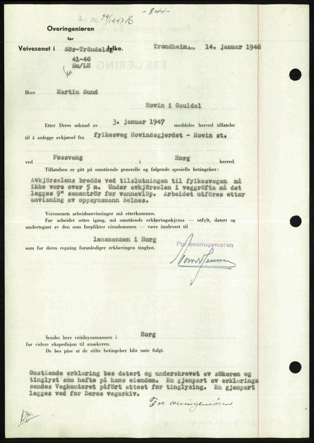 Gauldal sorenskriveri, SAT/A-0014/1/2/2C: Mortgage book no. A3, 1947-1947, Diary no: : 172/1947
