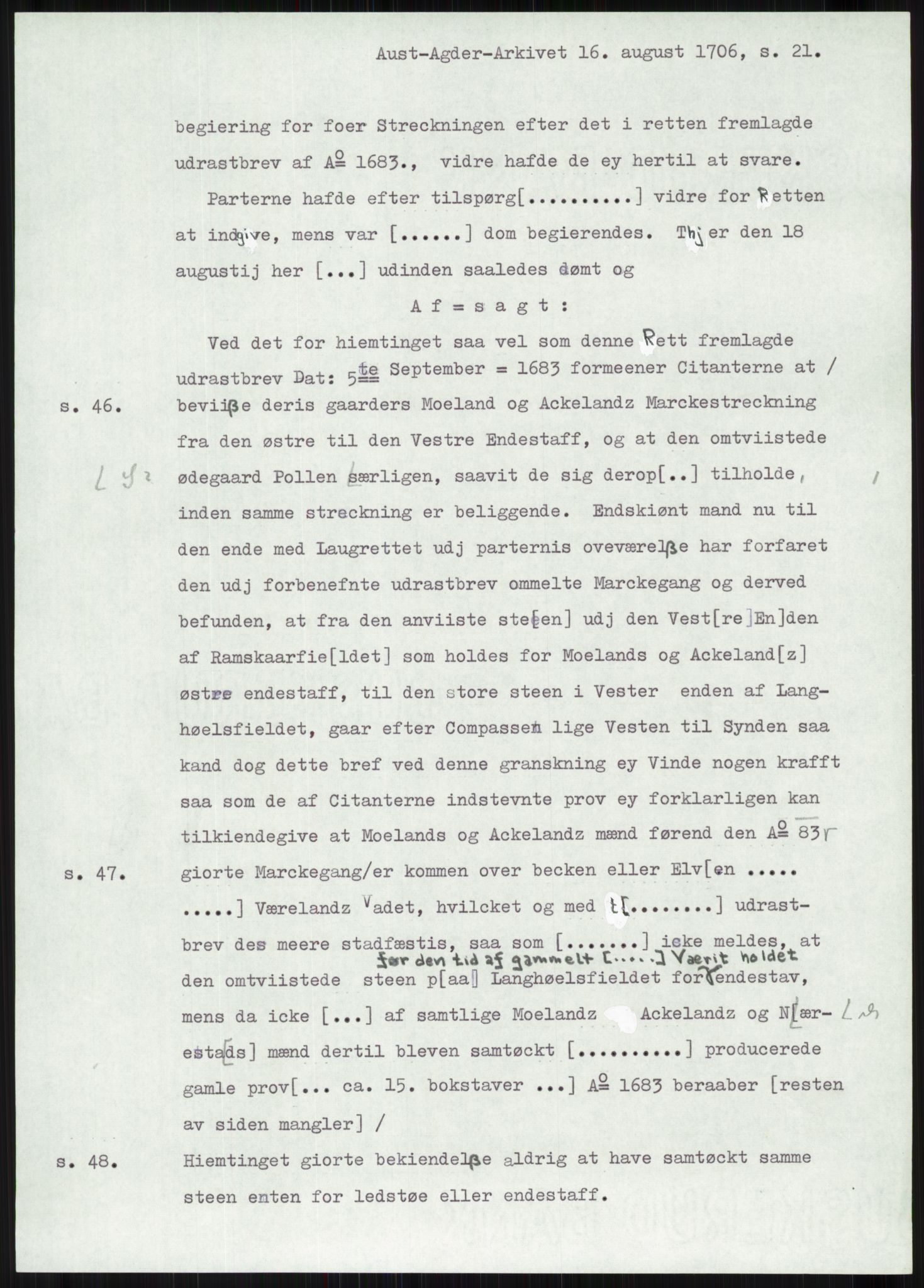 Samlinger til kildeutgivelse, Diplomavskriftsamlingen, AV/RA-EA-4053/H/Ha, p. 143