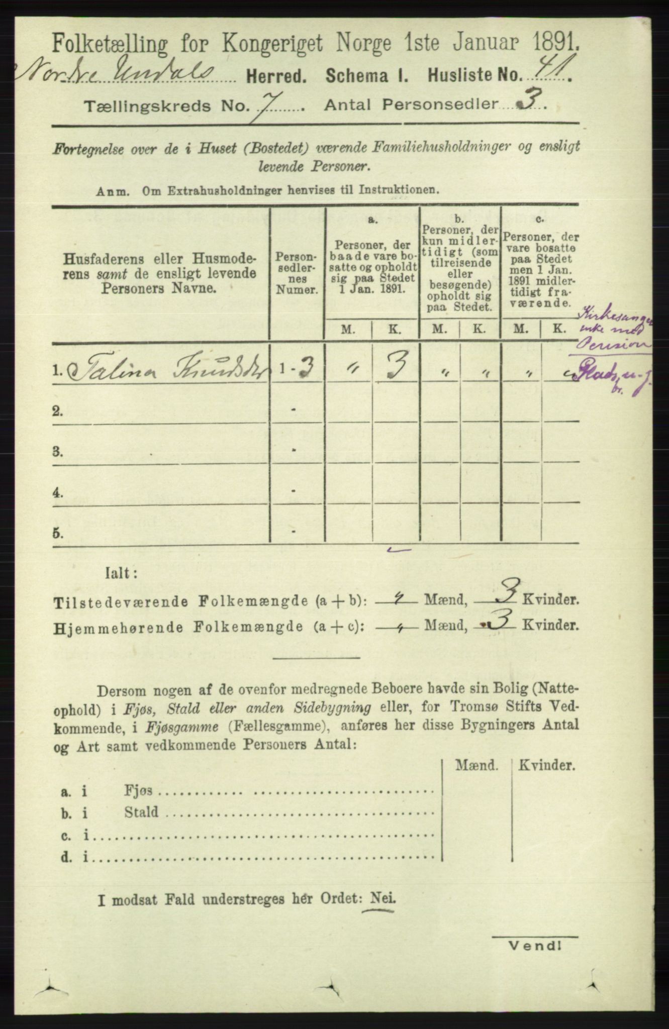 RA, 1891 census for 1028 Nord-Audnedal, 1891, p. 1773