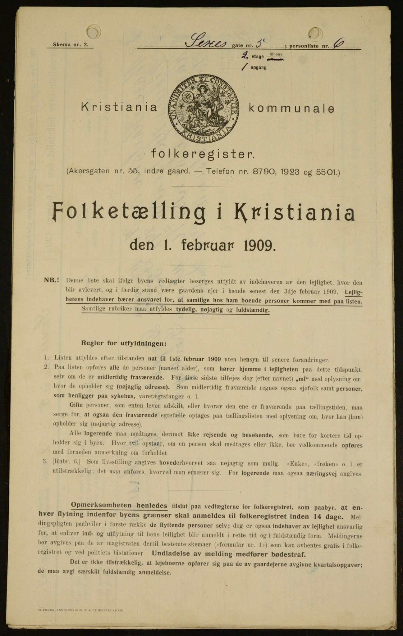 OBA, Municipal Census 1909 for Kristiania, 1909, p. 85964