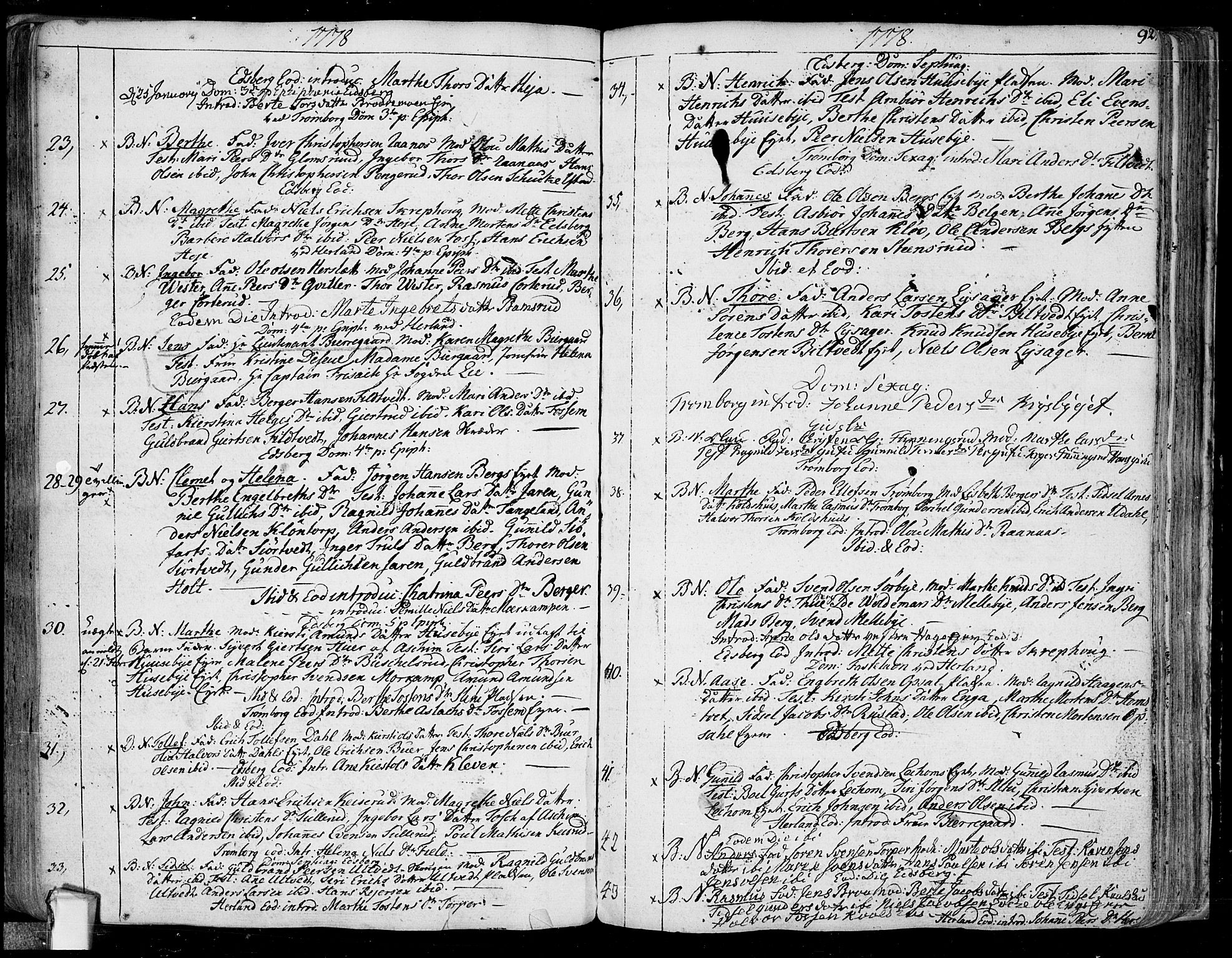 Eidsberg prestekontor Kirkebøker, SAO/A-10905/F/Fa/L0004: Parish register (official) no. I 4, 1759-1788, p. 92