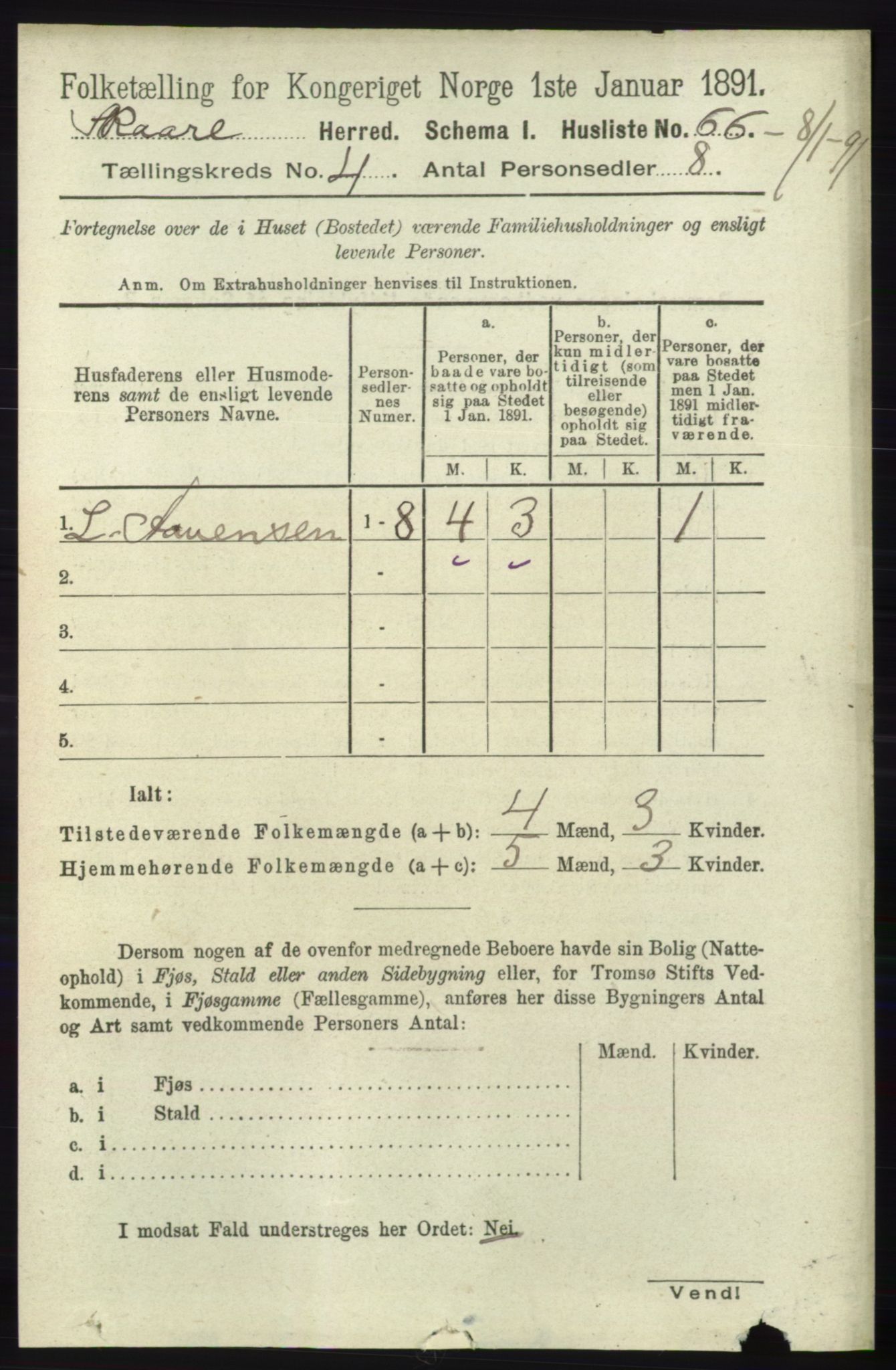 RA, 1891 census for 1153 Skåre, 1891, p. 1751