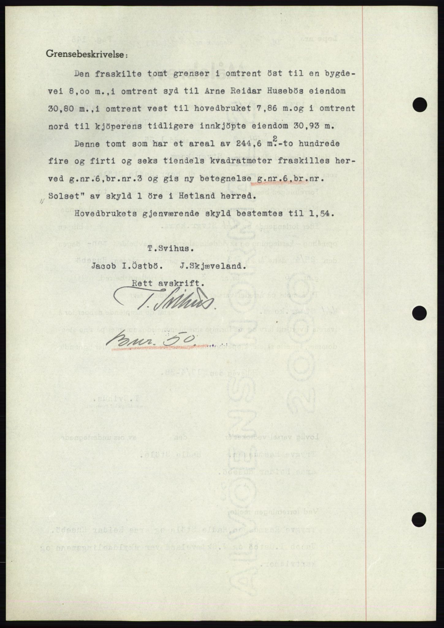 Jæren sorenskriveri, SAST/A-100310/03/G/Gba/L0071: Mortgage book, 1938-1938, Diary no: : 1890/1938