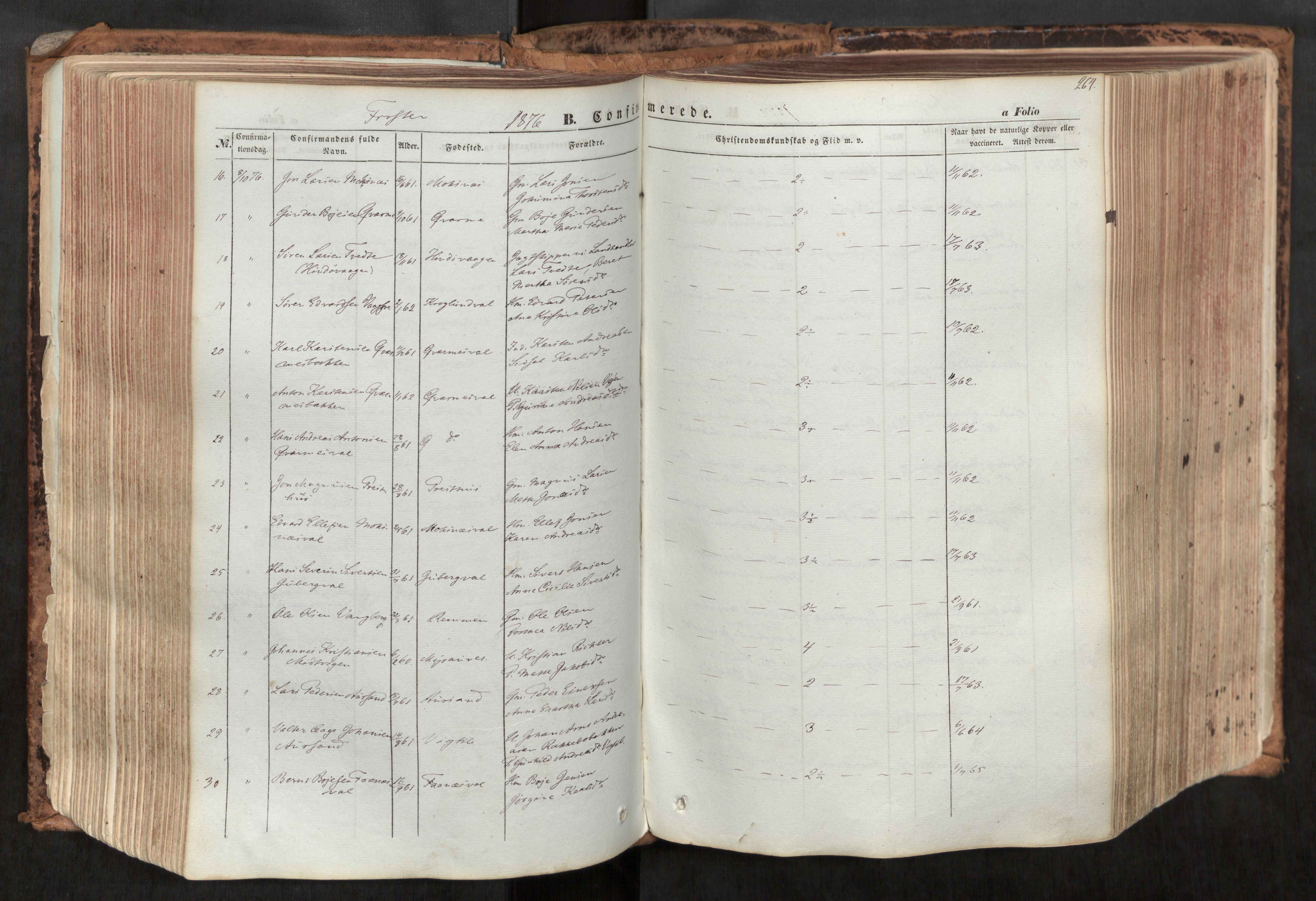 Ministerialprotokoller, klokkerbøker og fødselsregistre - Nord-Trøndelag, SAT/A-1458/713/L0116: Parish register (official) no. 713A07, 1850-1877, p. 264