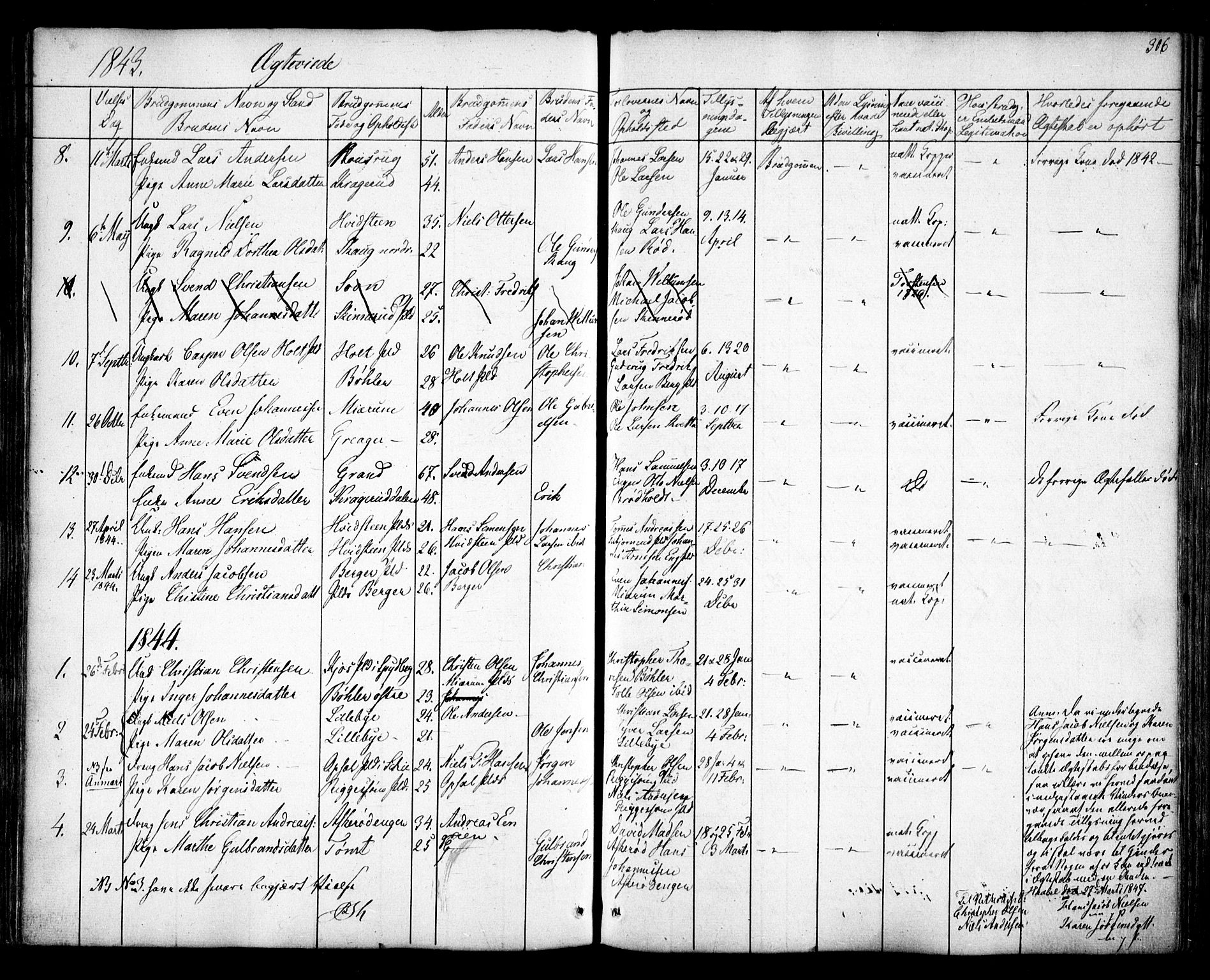 Hobøl prestekontor Kirkebøker, SAO/A-2002/F/Fa/L0003: Parish register (official) no. I 3, 1842-1864, p. 306