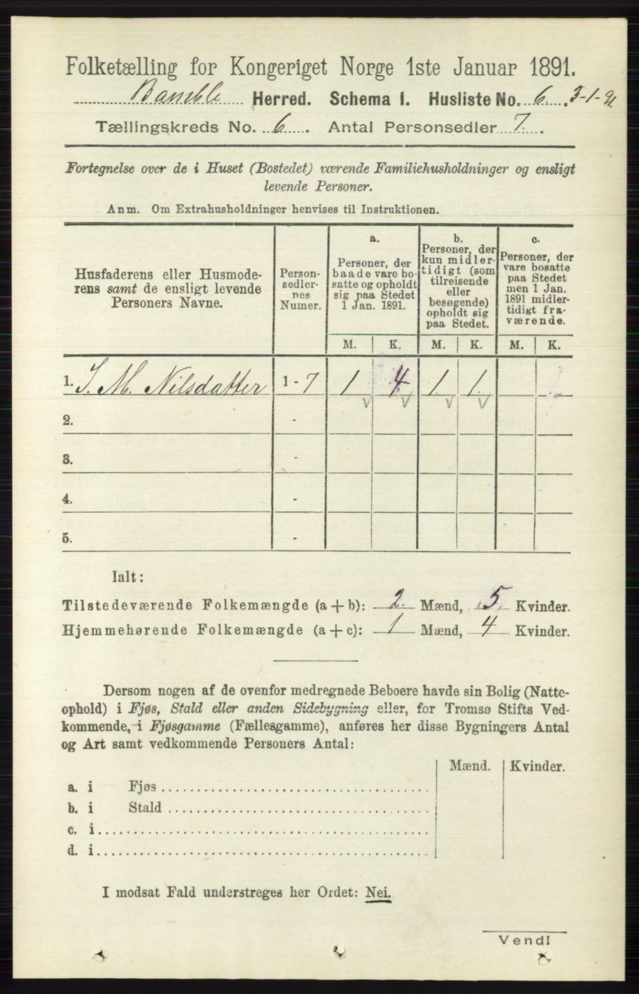 RA, 1891 census for 0814 Bamble, 1891, p. 2661