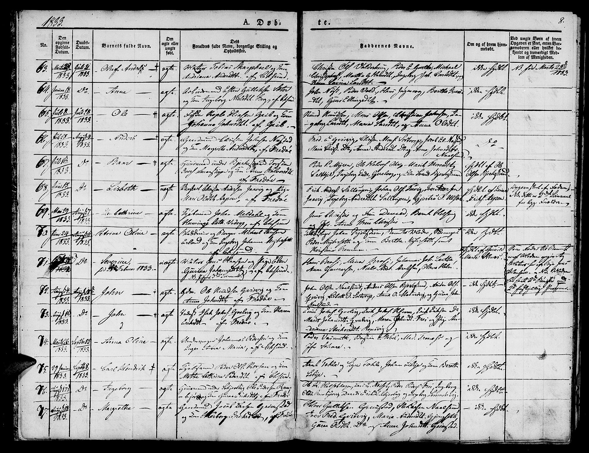 Ministerialprotokoller, klokkerbøker og fødselsregistre - Møre og Romsdal, AV/SAT-A-1454/572/L0843: Parish register (official) no. 572A06, 1832-1842, p. 8