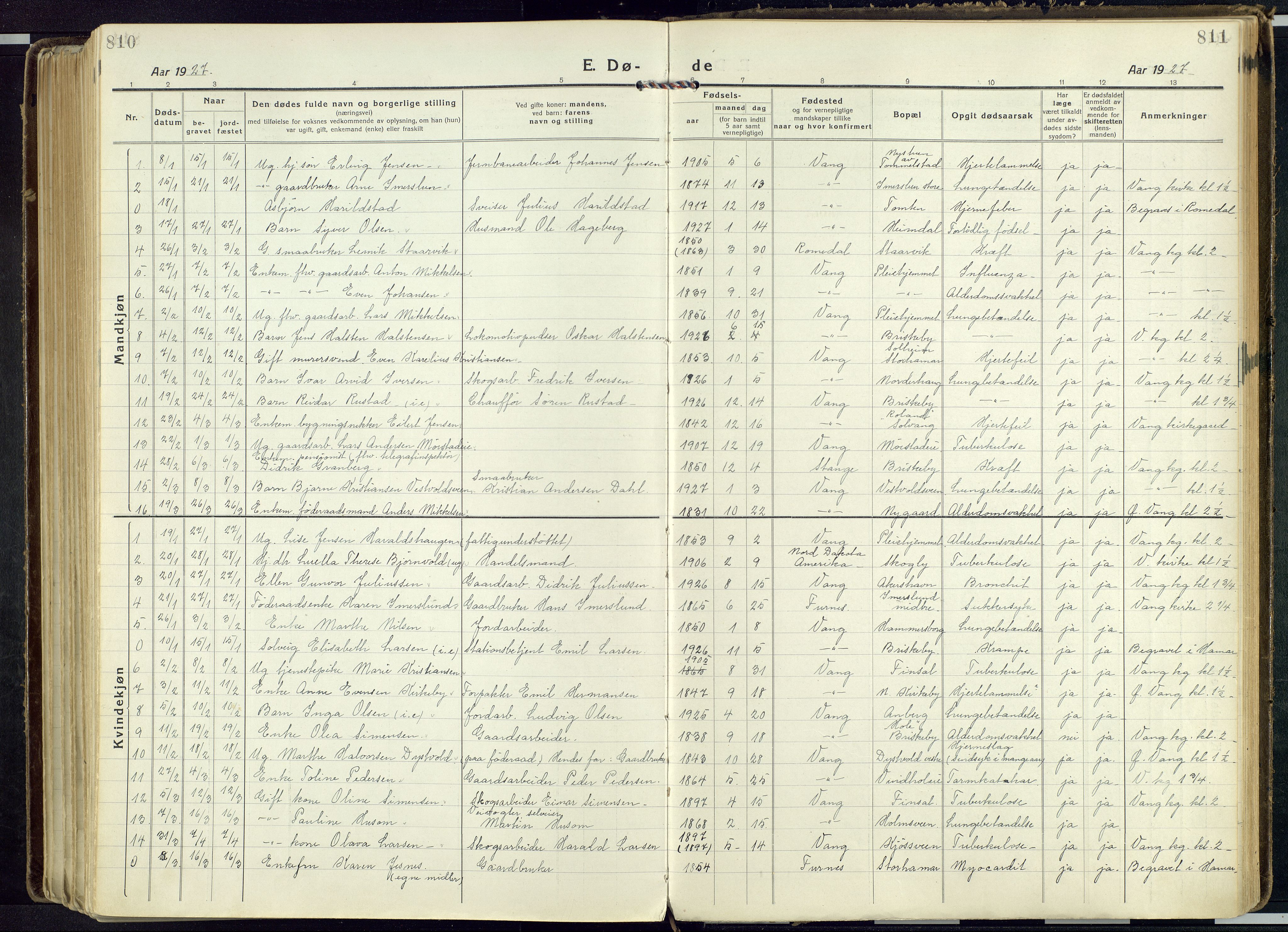 Vang prestekontor, Hedmark, SAH/PREST-008/H/Ha/Haa/L0022: Parish register (official) no. 22, 1918-1944, p. 810-811