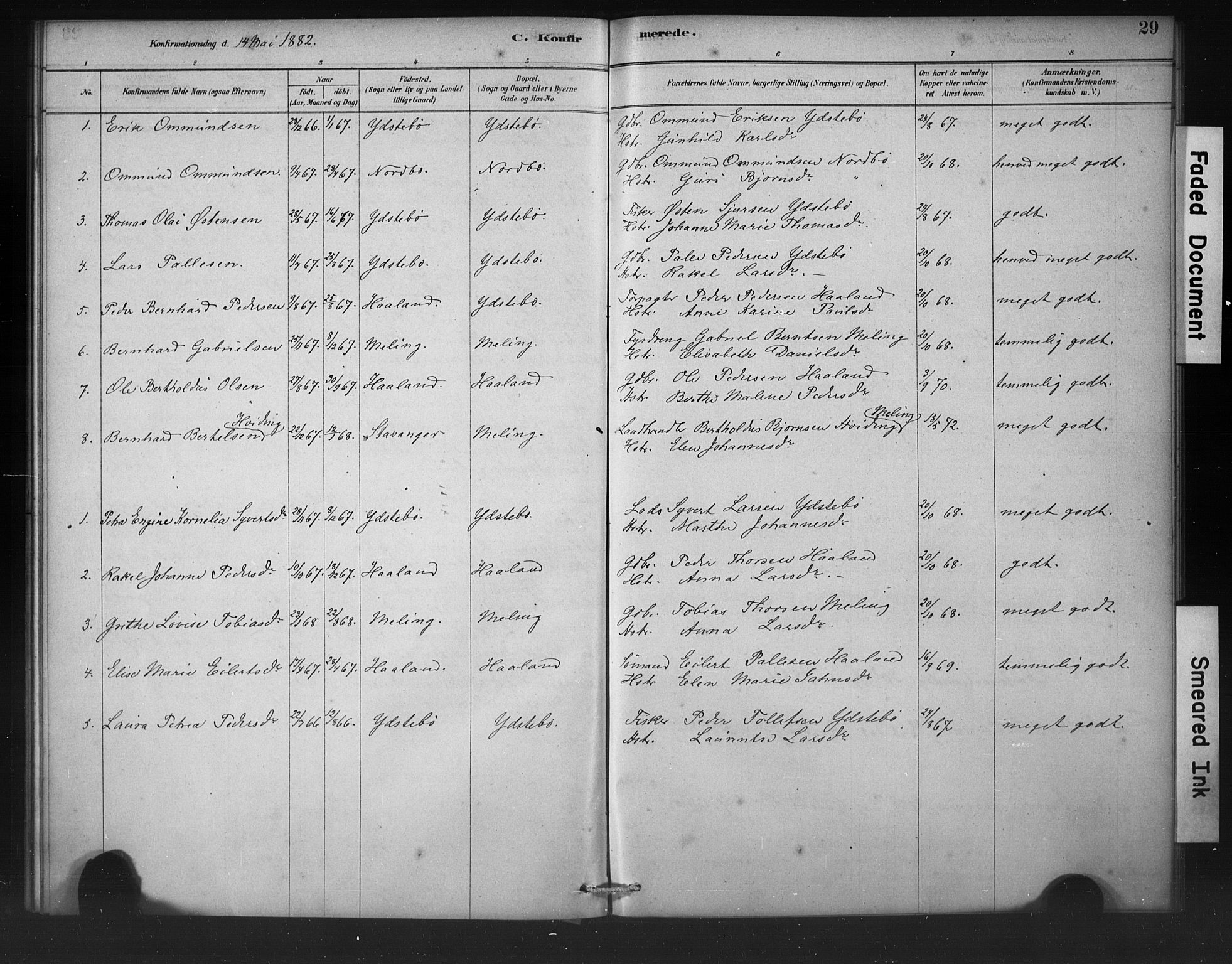 Rennesøy sokneprestkontor, SAST/A -101827/H/Ha/Haa/L0011: Parish register (official) no. A 11, 1878-1887, p. 29