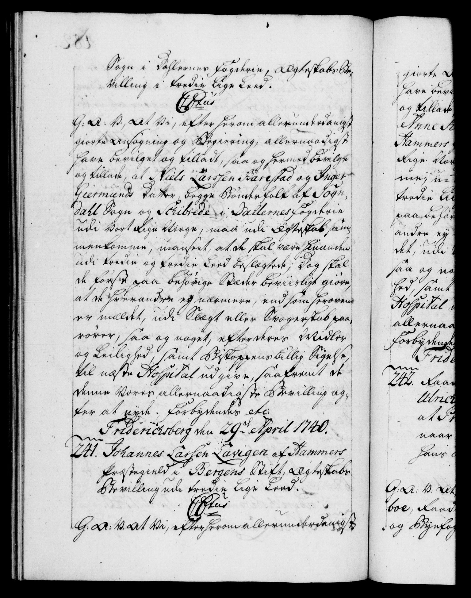 Danske Kanselli 1572-1799, AV/RA-EA-3023/F/Fc/Fca/Fcaa/L0031: Norske registre, 1739-1740, p. 482b