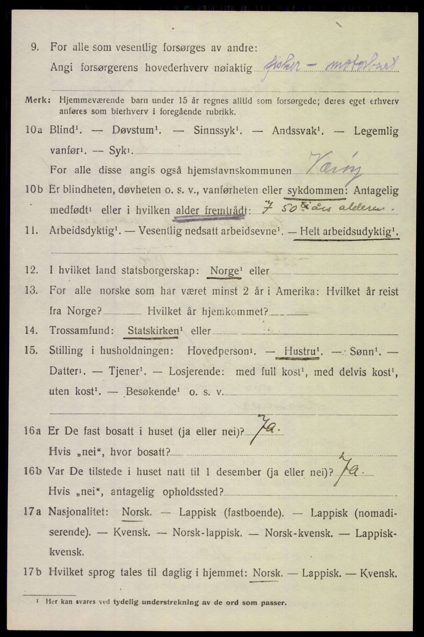 SAT, 1920 census for Værøy, 1920, p. 692