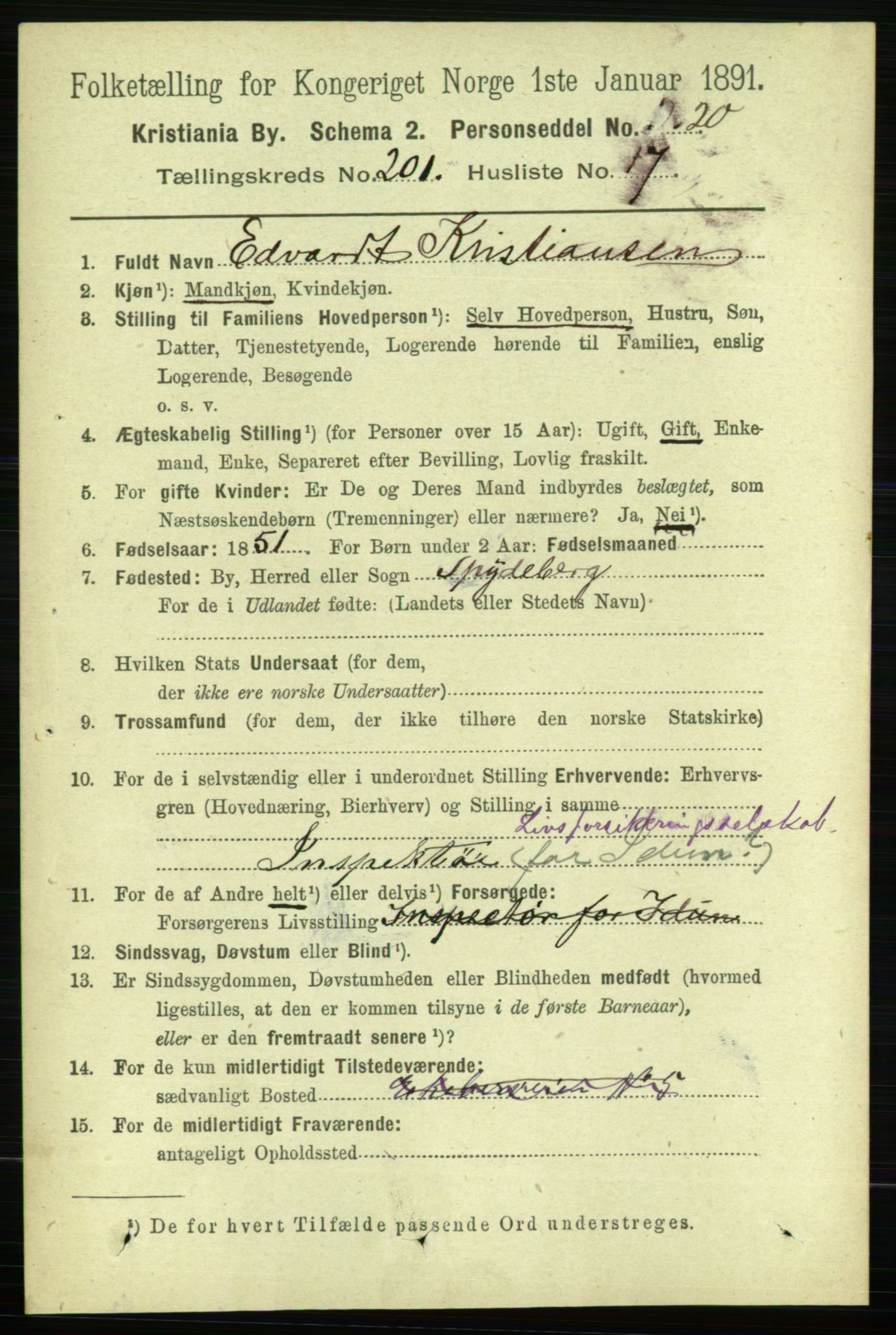 RA, 1891 census for 0301 Kristiania, 1891, p. 121291