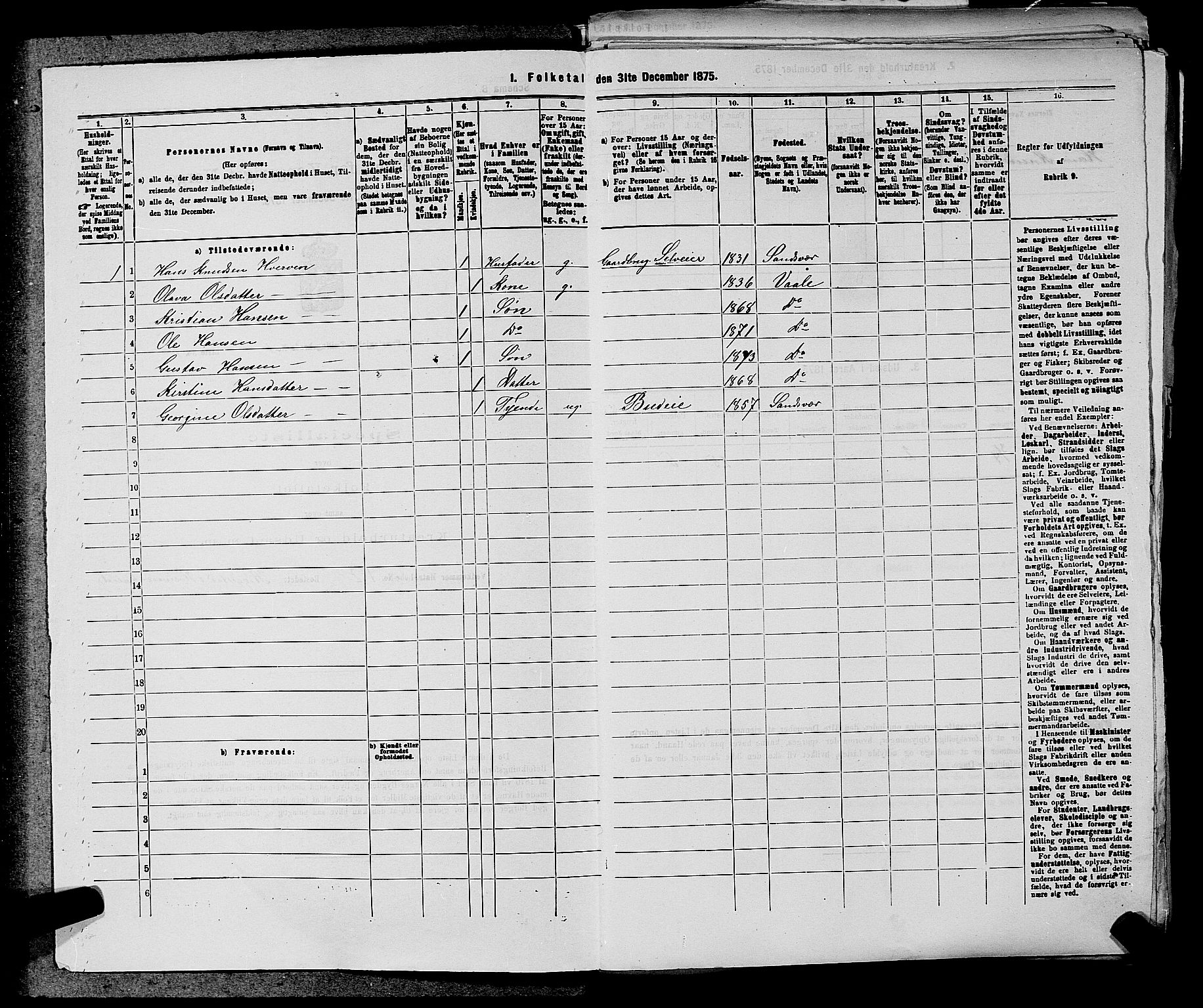 SAKO, 1875 census for 0716P Våle, 1875, p. 38