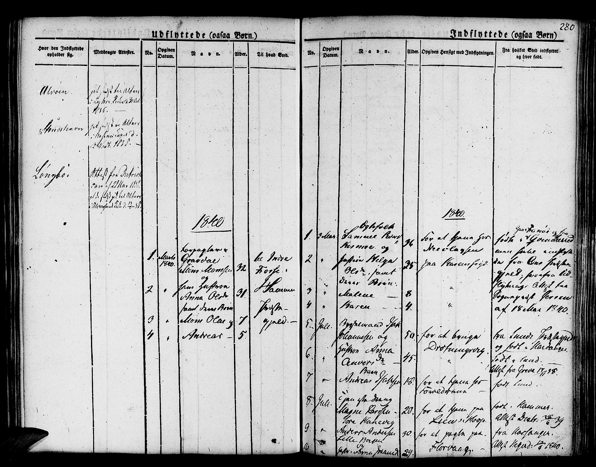 Askøy Sokneprestembete, SAB/A-74101/H/Ha/Haa/Haaa/L0004: Parish register (official) no. A 4, 1825-1845, p. 280