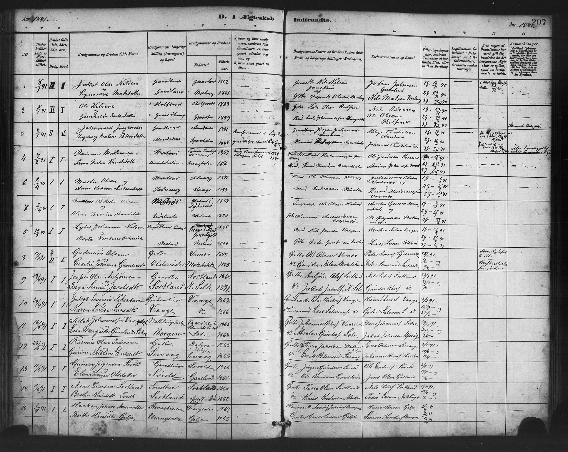 Finnås sokneprestembete, SAB/A-99925/H/Ha/Haa/Haac/L0001: Parish register (official) no. C 1, 1881-1894, p. 207