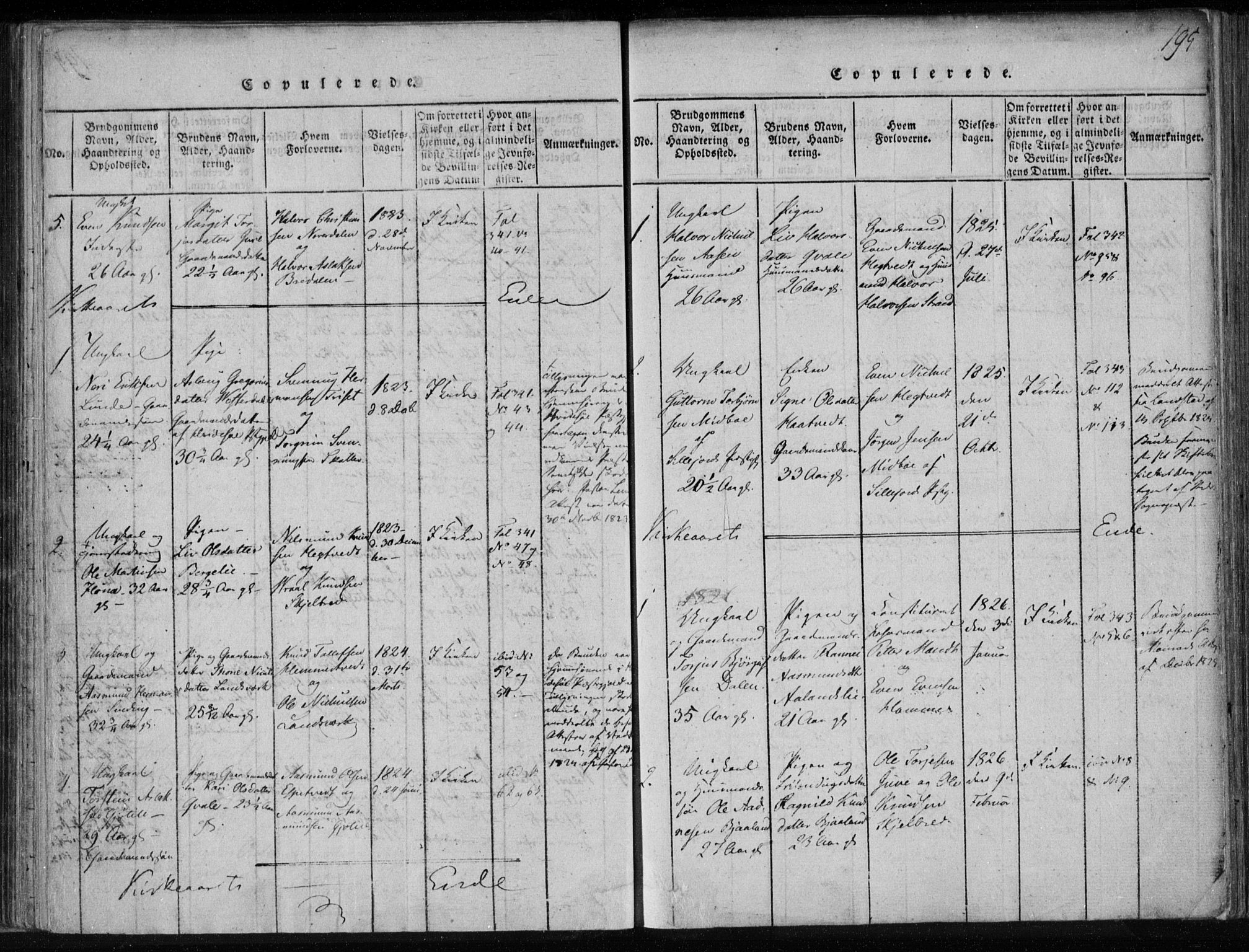 Lårdal kirkebøker, SAKO/A-284/F/Fa/L0005: Parish register (official) no. I 5, 1815-1860, p. 195