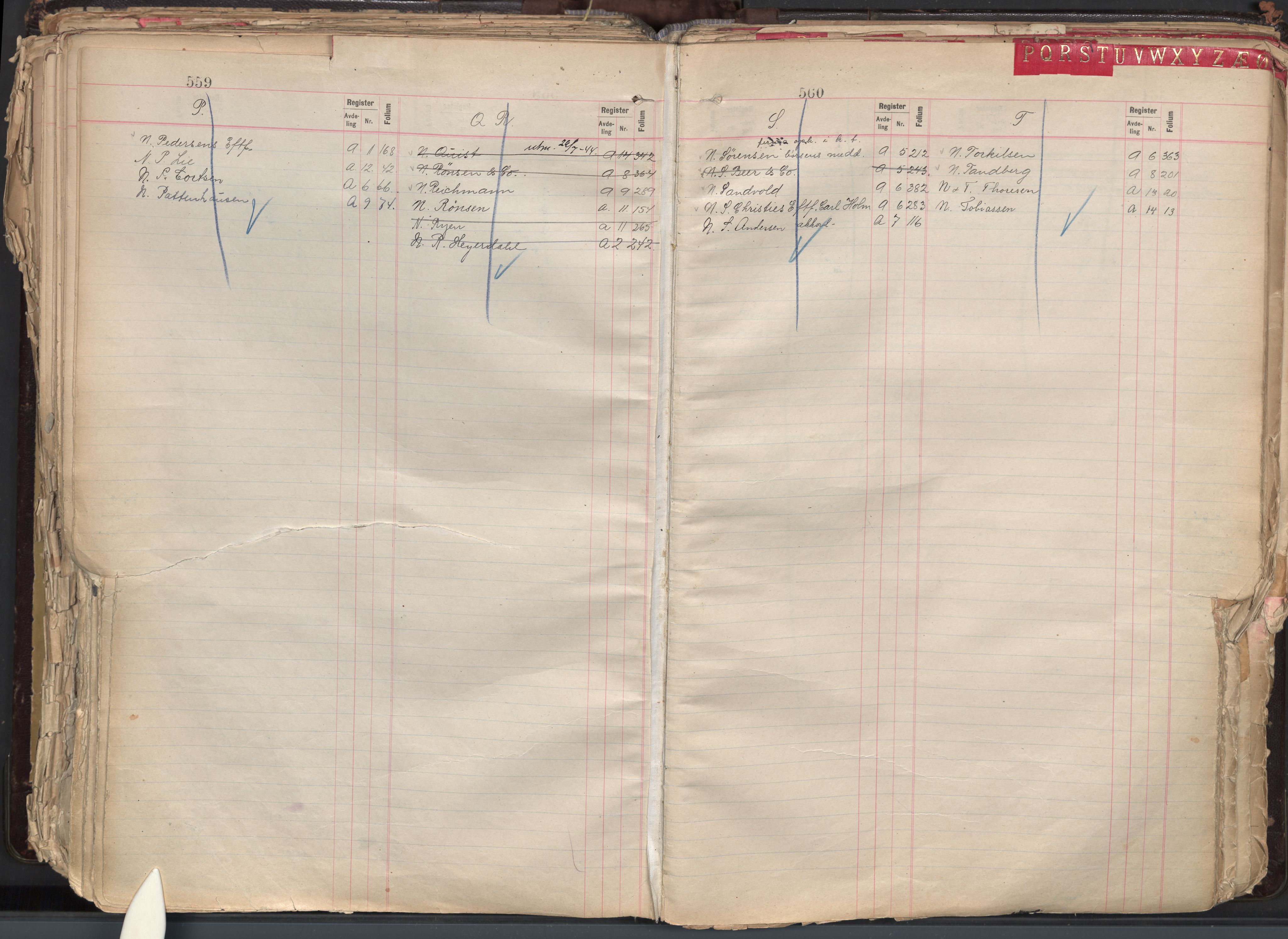 Oslo byfogd avd. II, AV/SAO-A-10942/G/Ga/Gaa/L0004: Firmaregister: A 1-17, ansvarlige firmaer, p. 559-560