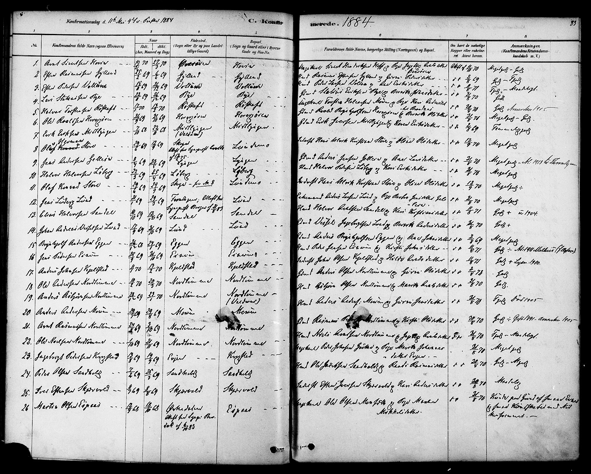 Ministerialprotokoller, klokkerbøker og fødselsregistre - Sør-Trøndelag, SAT/A-1456/692/L1105: Parish register (official) no. 692A05, 1878-1890, p. 83