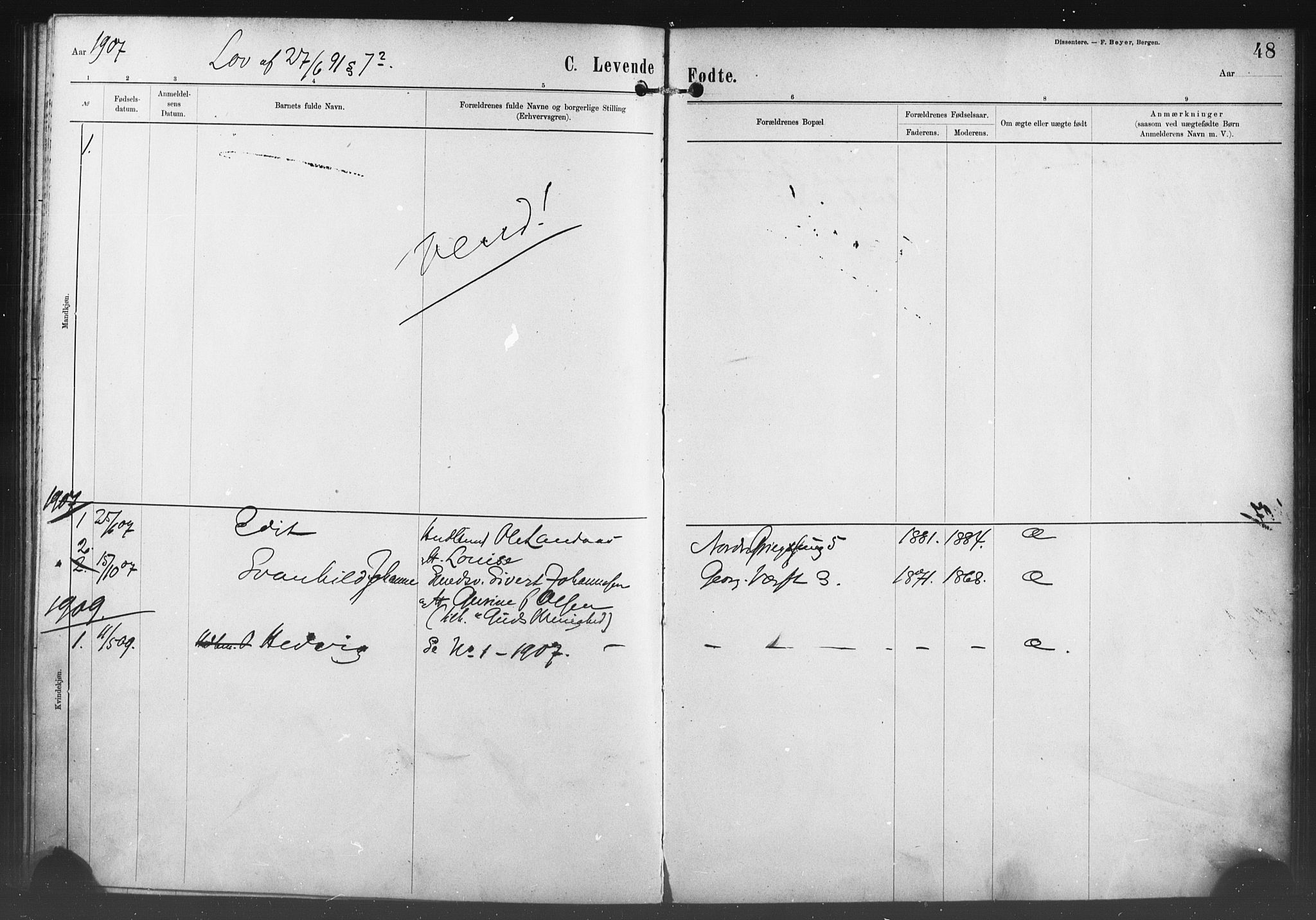 Nykirken Sokneprestembete, SAB/A-77101/H/Haa/L0054: Parish register (official) no. H 3, 1897-1943, p. 48