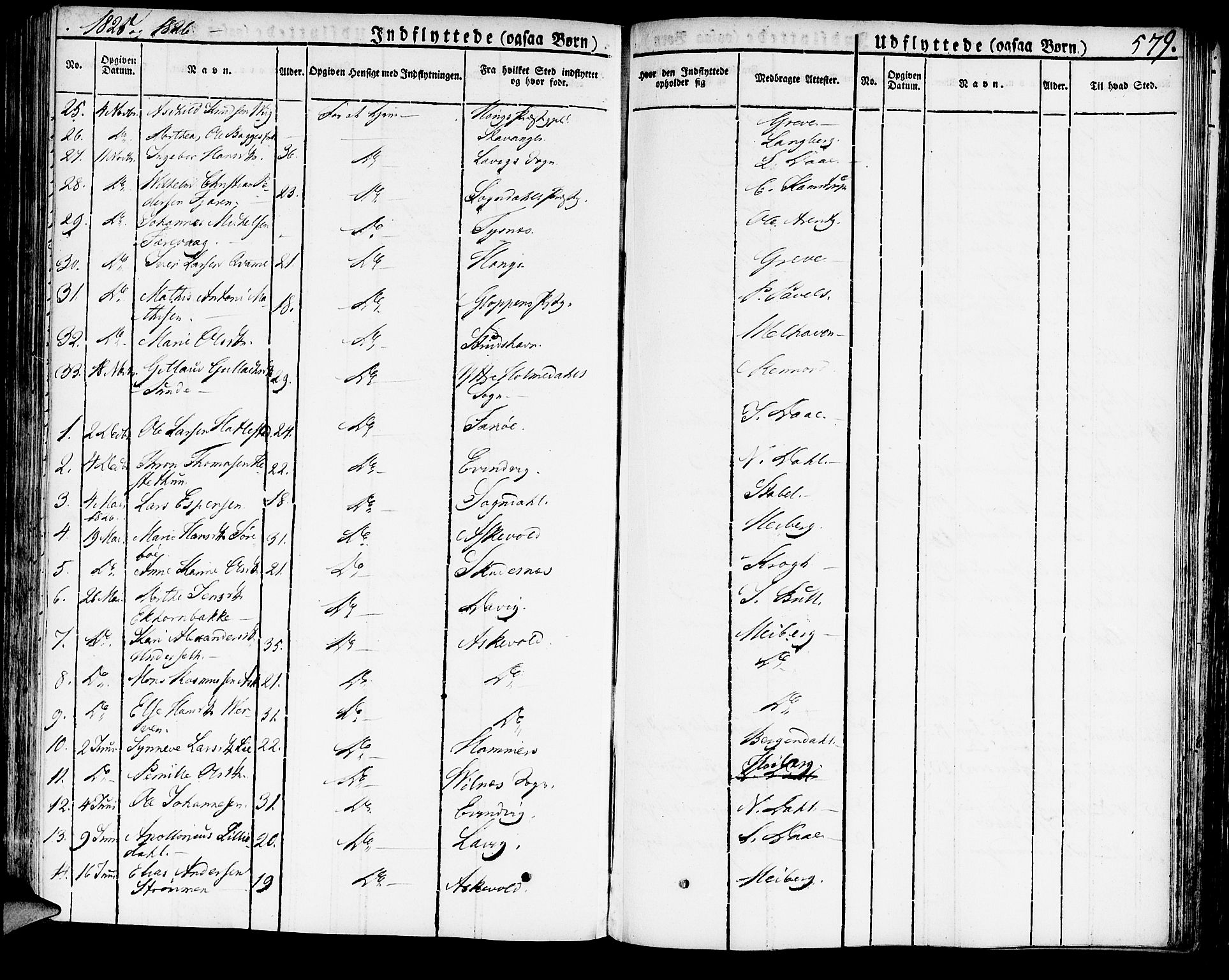 Domkirken sokneprestembete, SAB/A-74801/H/Haa/L0012: Parish register (official) no. A 12, 1821-1840, p. 579