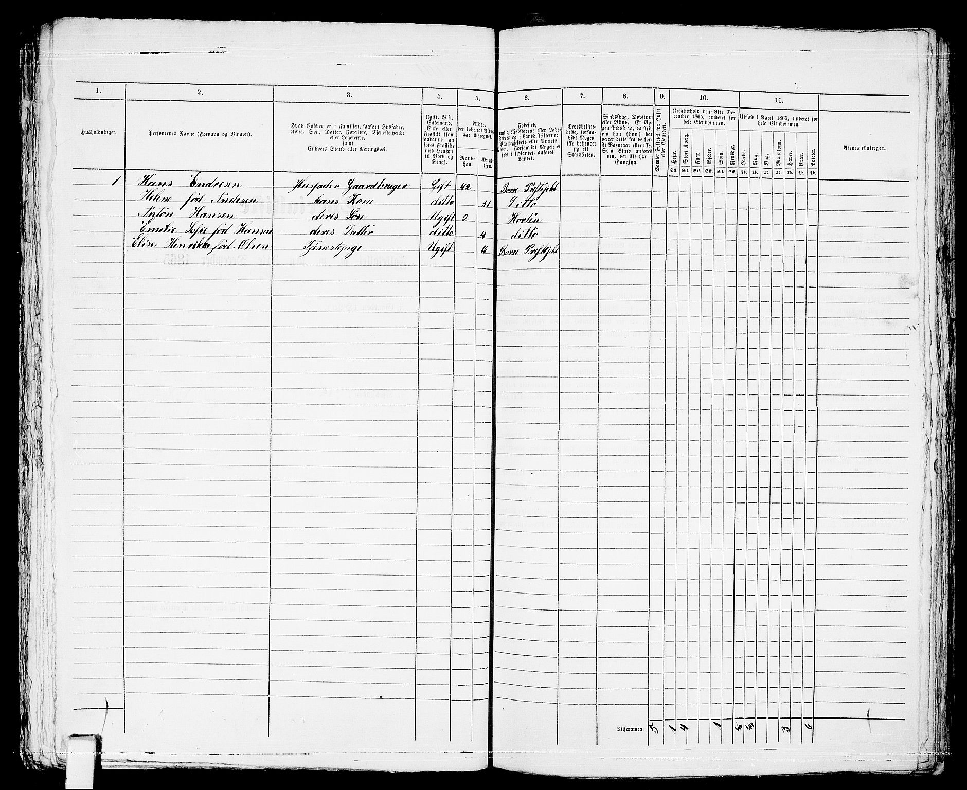 RA, 1865 census for Horten, 1865, p. 637