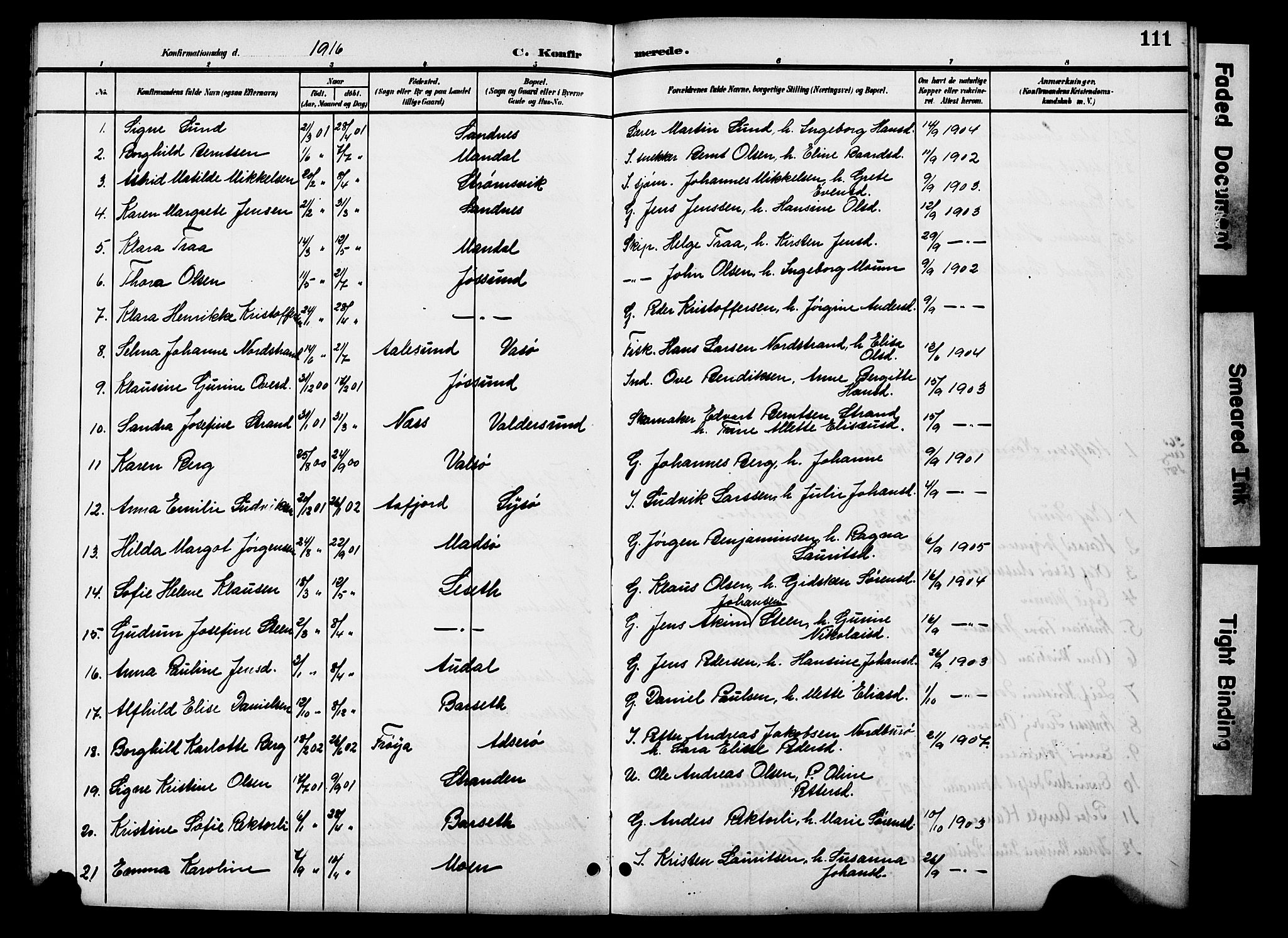Ministerialprotokoller, klokkerbøker og fødselsregistre - Sør-Trøndelag, SAT/A-1456/654/L0666: Parish register (copy) no. 654C02, 1901-1925, p. 111