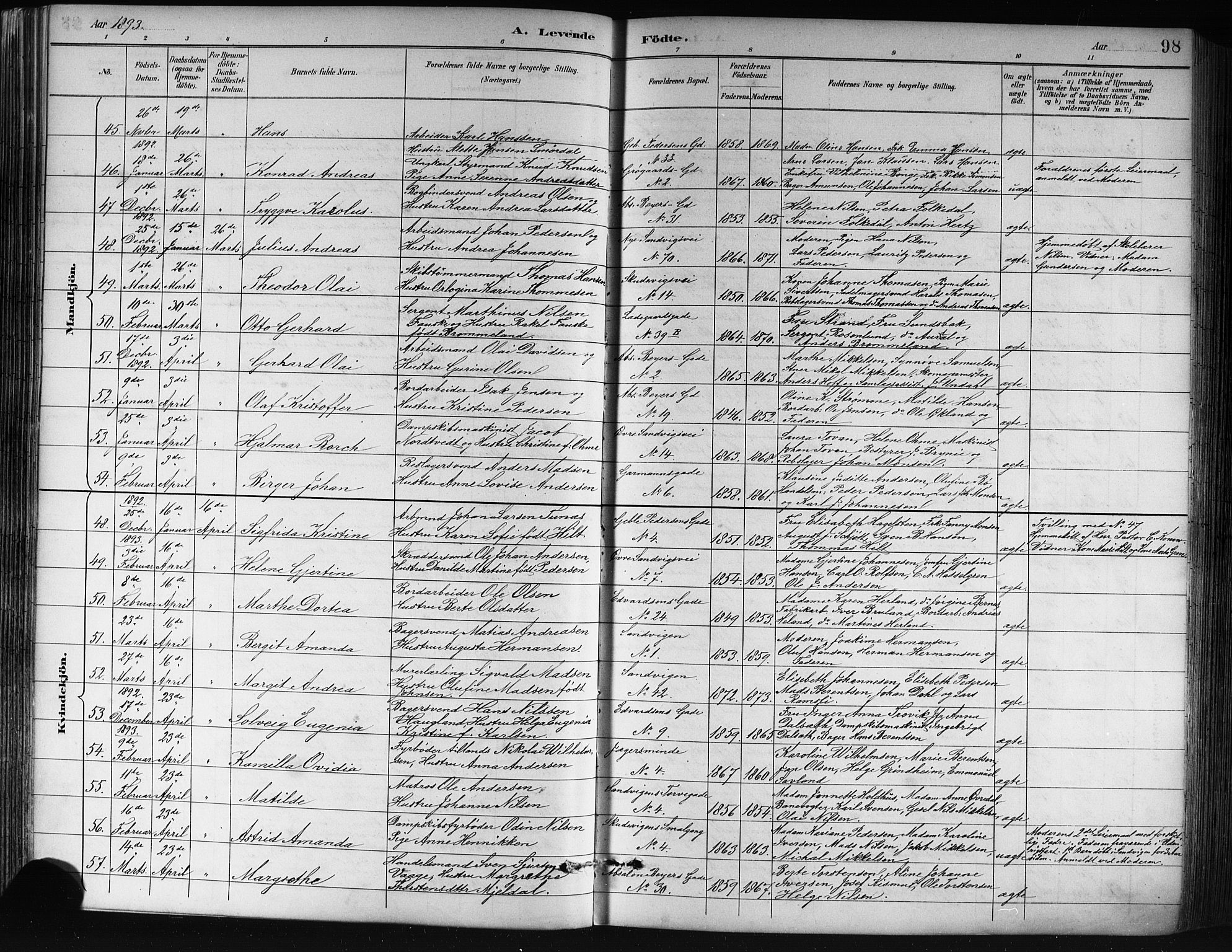 Sandviken Sokneprestembete, AV/SAB-A-77601/H/Hb/L0002: Parish register (copy) no. A 3, 1888-1902, p. 98