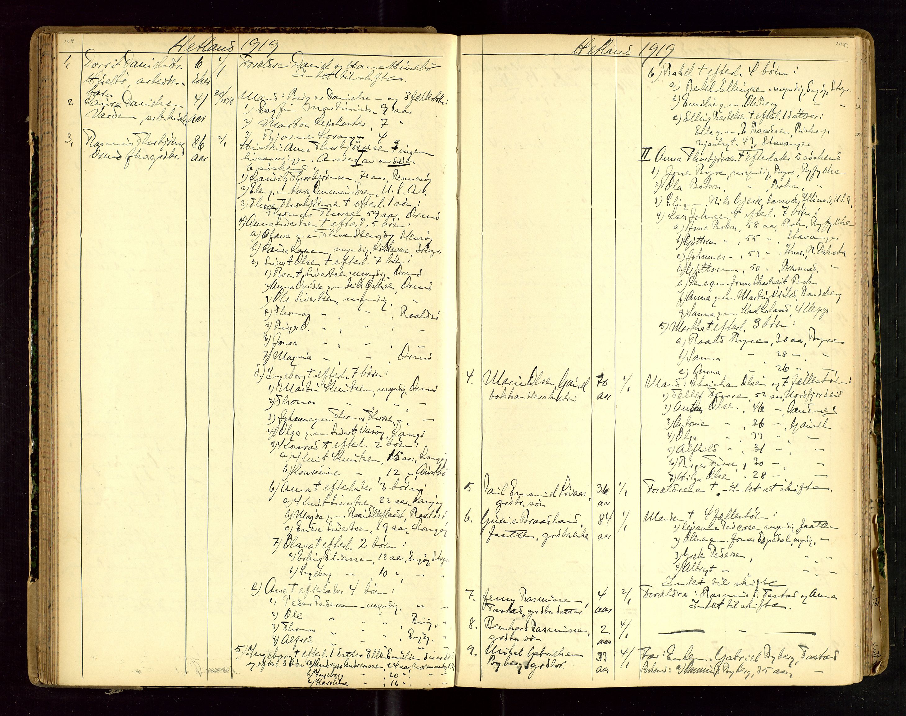 Jæren sorenskriveri, AV/SAST-A-100310/01/5/52/52B/L0003: DØDSFALLPROTOKOLL, 1910-1916, p. 104-105