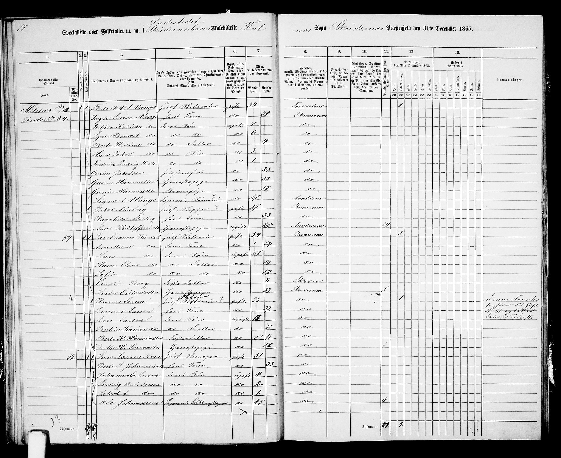 RA, 1865 census for Skudenes, 1865, p. 227