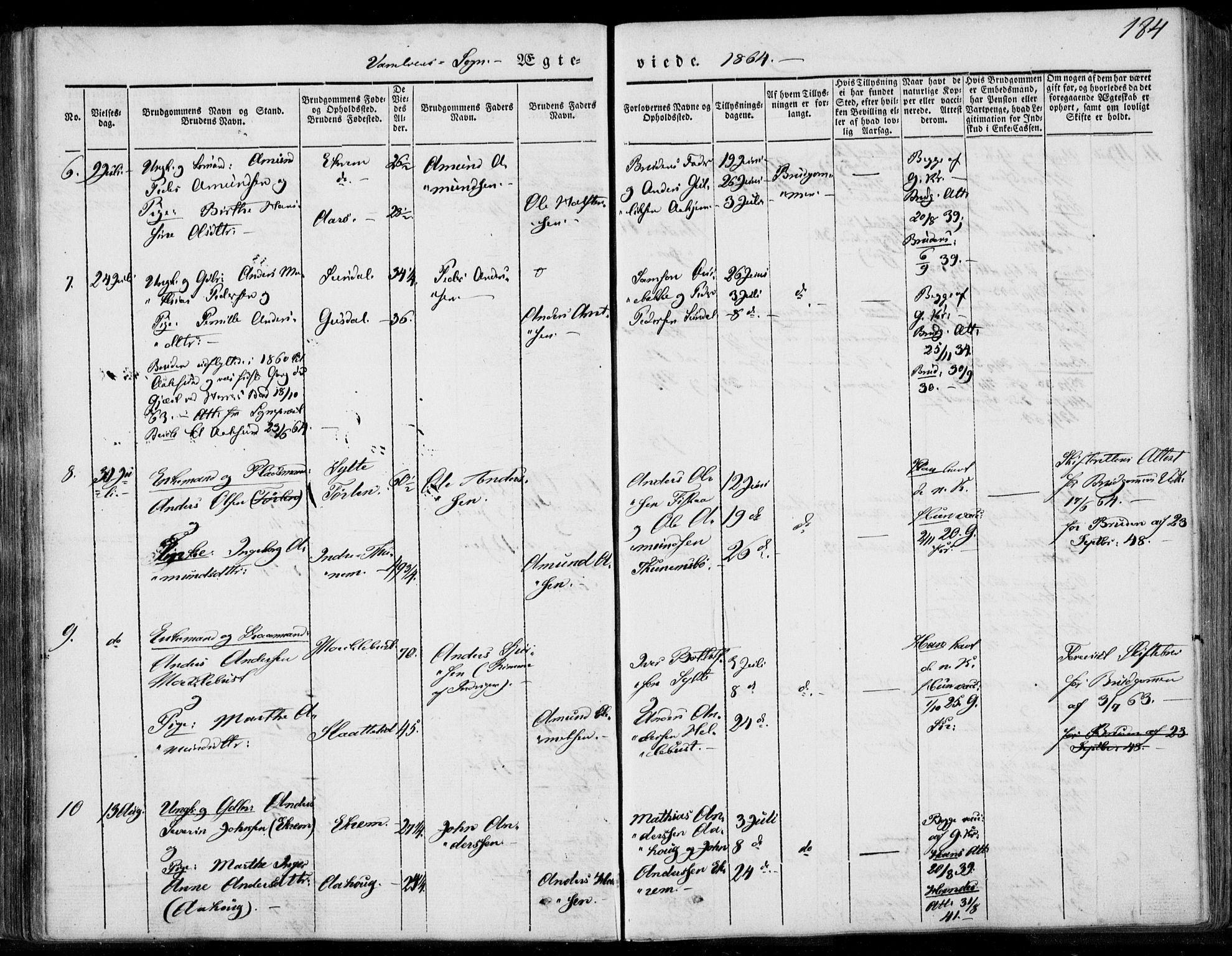 Ministerialprotokoller, klokkerbøker og fødselsregistre - Møre og Romsdal, AV/SAT-A-1454/501/L0006: Parish register (official) no. 501A06, 1844-1868, p. 184