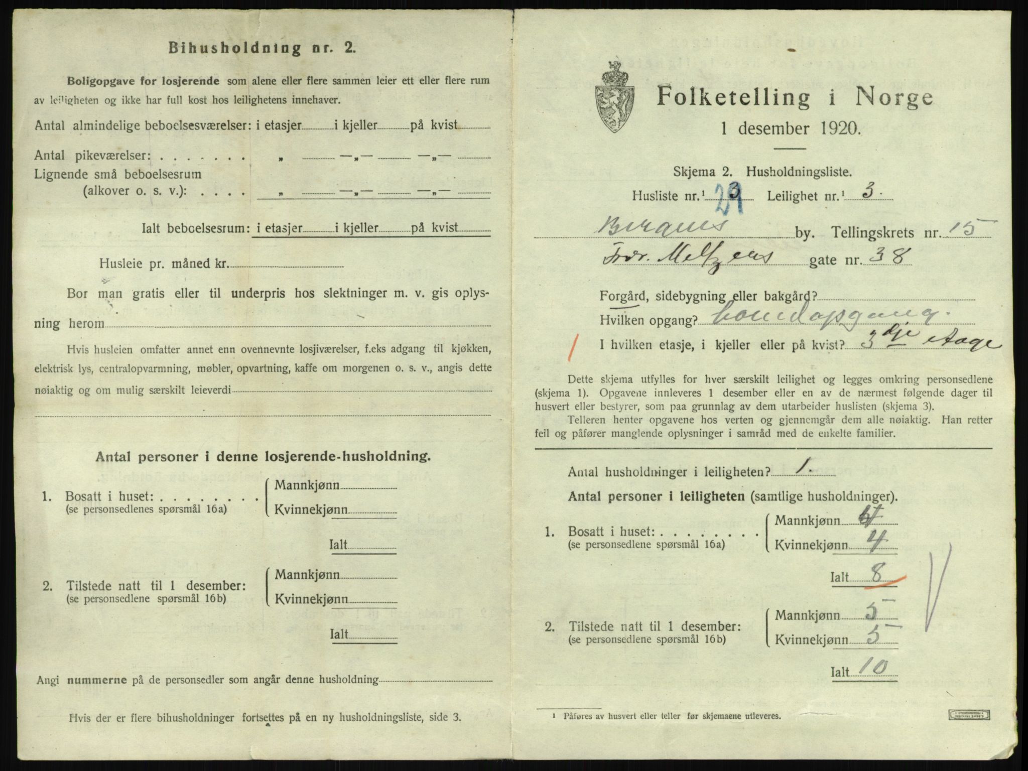 SAB, 1920 census for Bergen, 1920, p. 18974