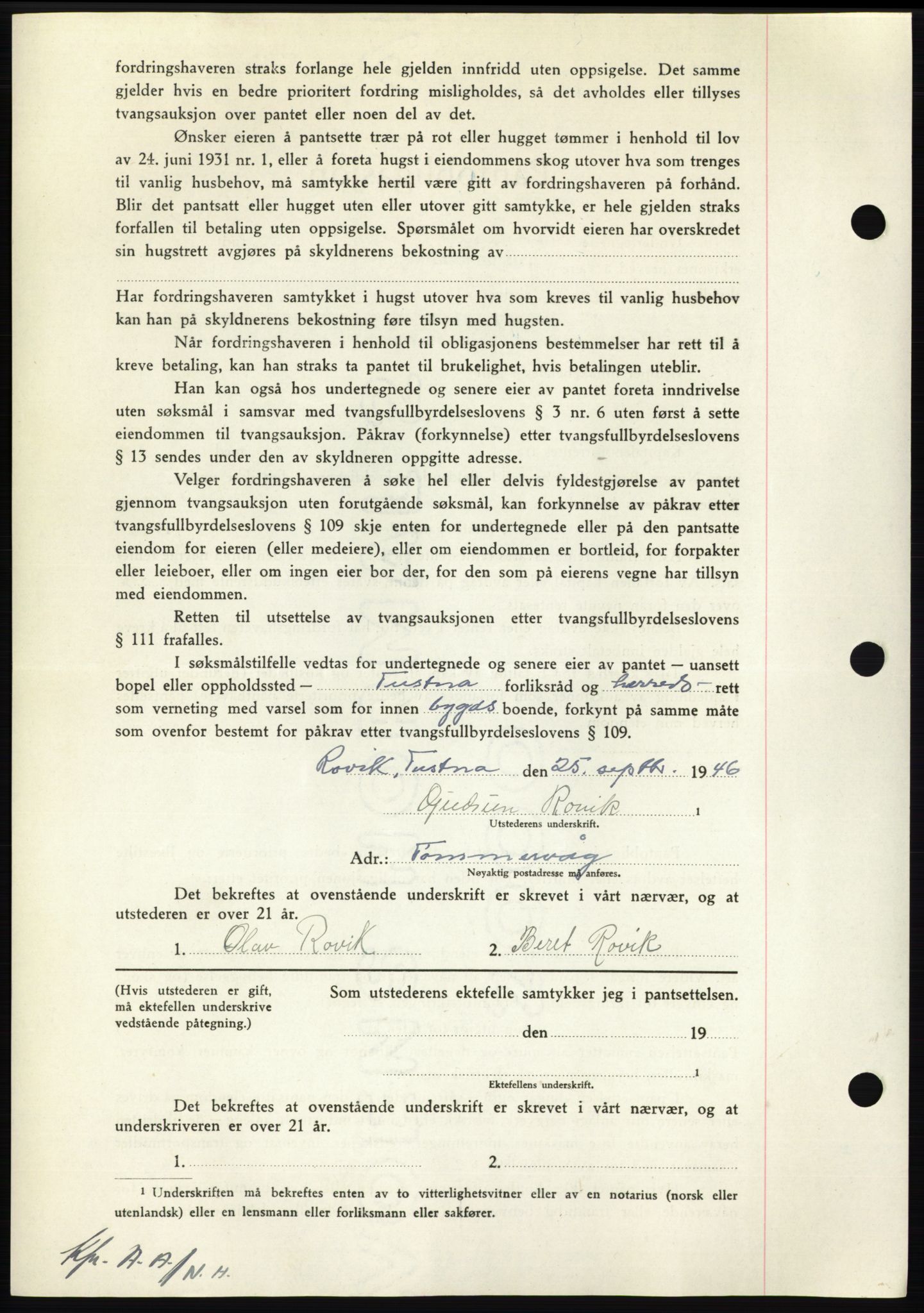 Nordmøre sorenskriveri, AV/SAT-A-4132/1/2/2Ca: Mortgage book no. B94, 1946-1946, Diary no: : 1908/1946