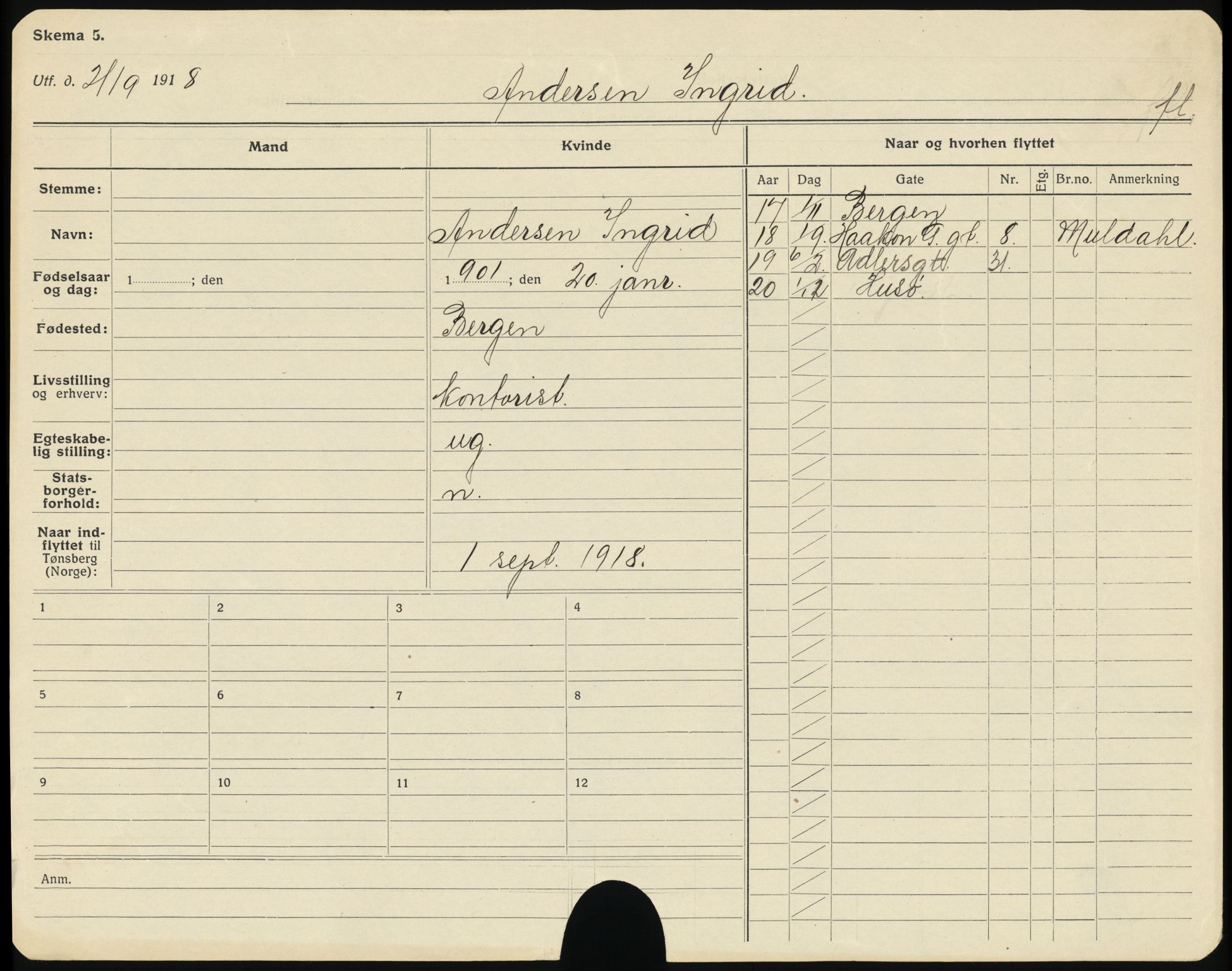 Tønsberg folkeregister, AV/SAKO-A-398/G/Ga/L0004: Utflyttede, 1920