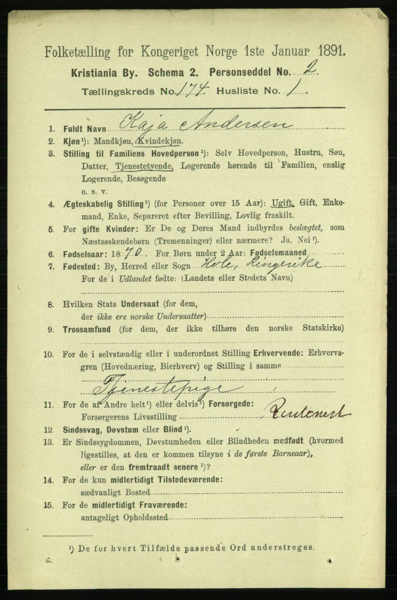 RA, 1891 census for 0301 Kristiania, 1891, p. 103910