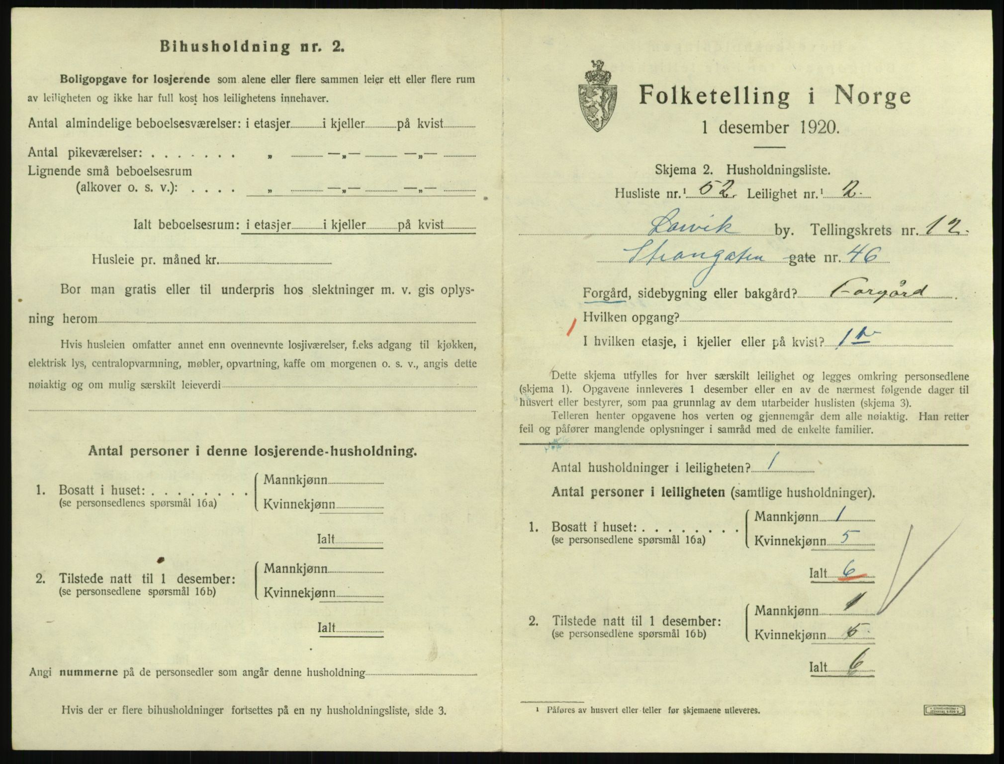 SAKO, 1920 census for Larvik, 1920, p. 8566